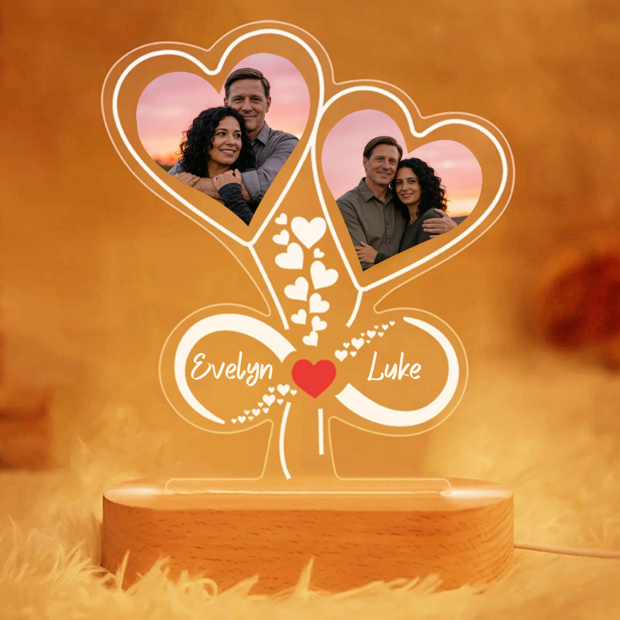 The Heartwood Tree Personalized Night Light, Romantic Couples Gift, Anniversary And Valentine's Day Present