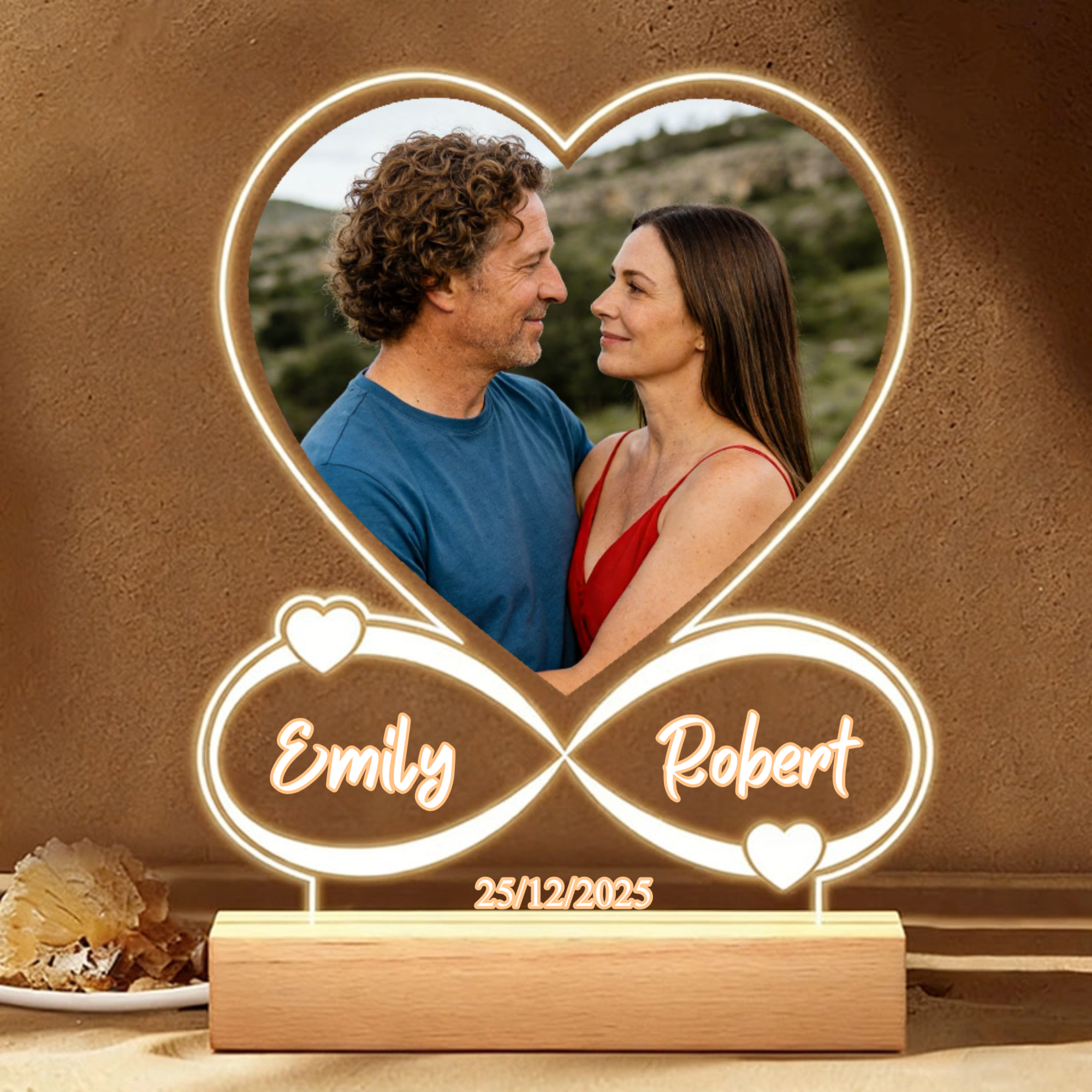 Heart-Shaped Acrylic Night Light, Romantic Gift for Couples, Perfect for Anniversary, Valentine's Day, Wedding Celebration