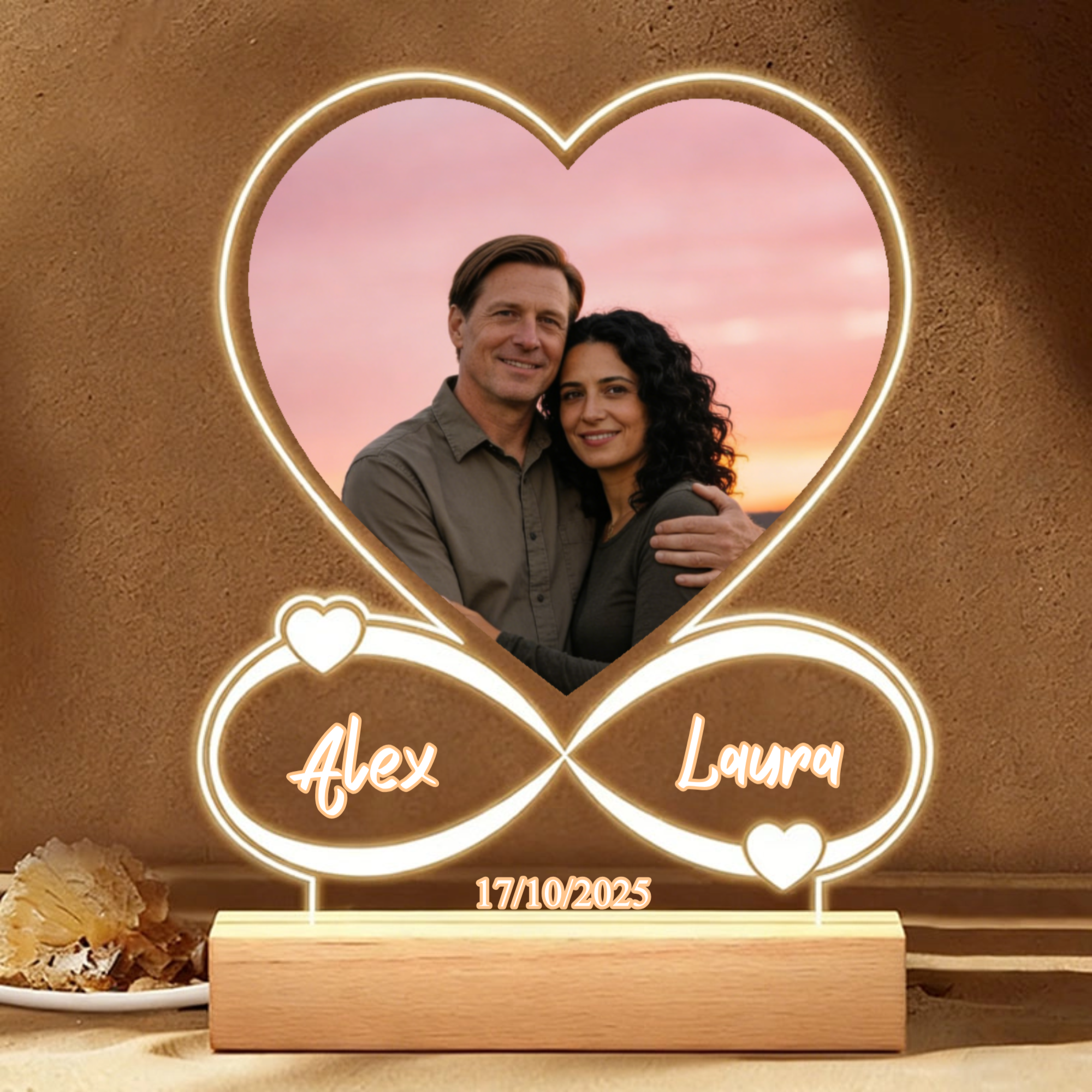 Heart-Shaped Acrylic Night Light, Romantic Gift for Couples, Perfect for Anniversary, Valentine's Day, Wedding Celebration