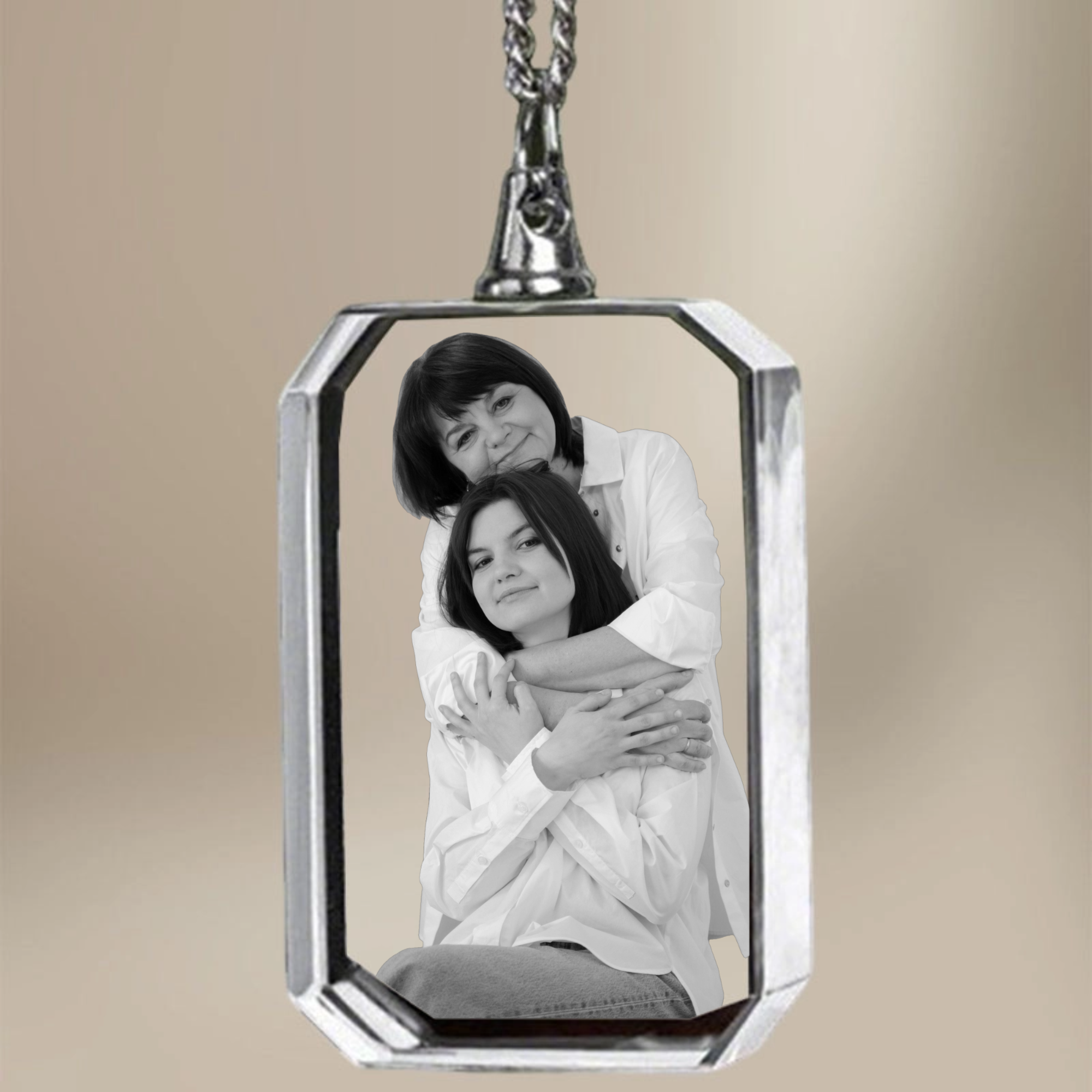 Personalized White Crystal Photo Pendant, Gift for Parents, Lovers, Family, Perfect for Birthday, Anniversary, Mother's Day, Father's Day