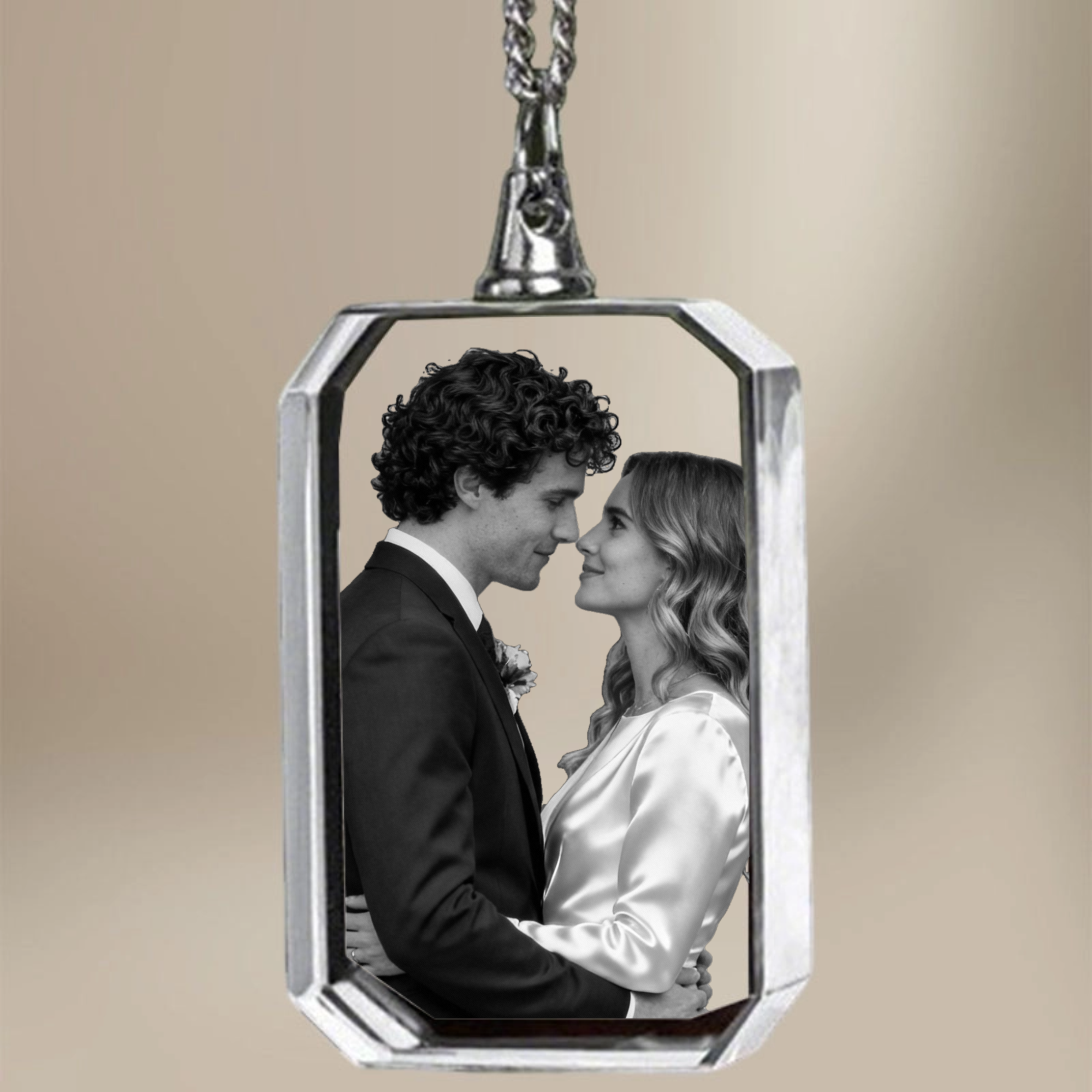 Personalized White Crystal Photo Pendant, Gift for Parents, Lovers, Family, Perfect for Birthday, Anniversary, Mother's Day, Father's Day