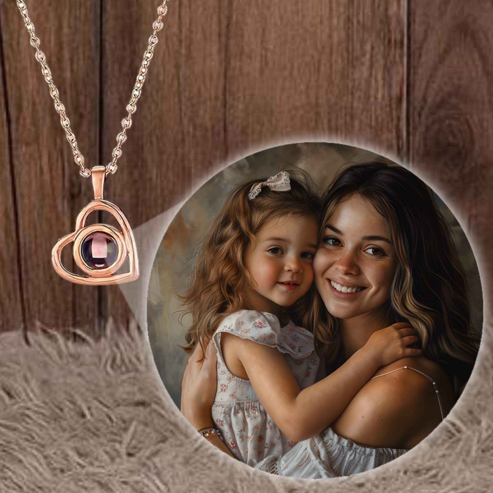 Heart Photo Projection Necklace, Gift for Couples, Parents, Perfect for Anniversary, Valentine's Day, Mother’s Day