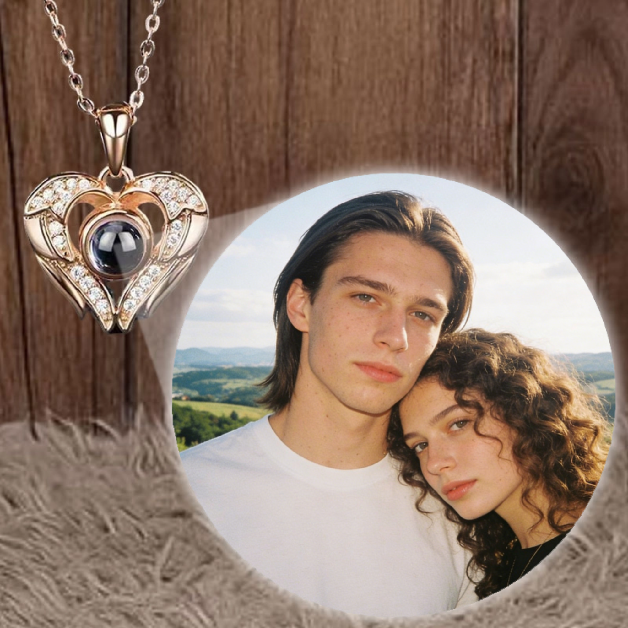 Heart-shaped Photo Projection Necklace, Gift for Women, Couples, Parents, Perfect for Birthday, Anniversary, Christmas