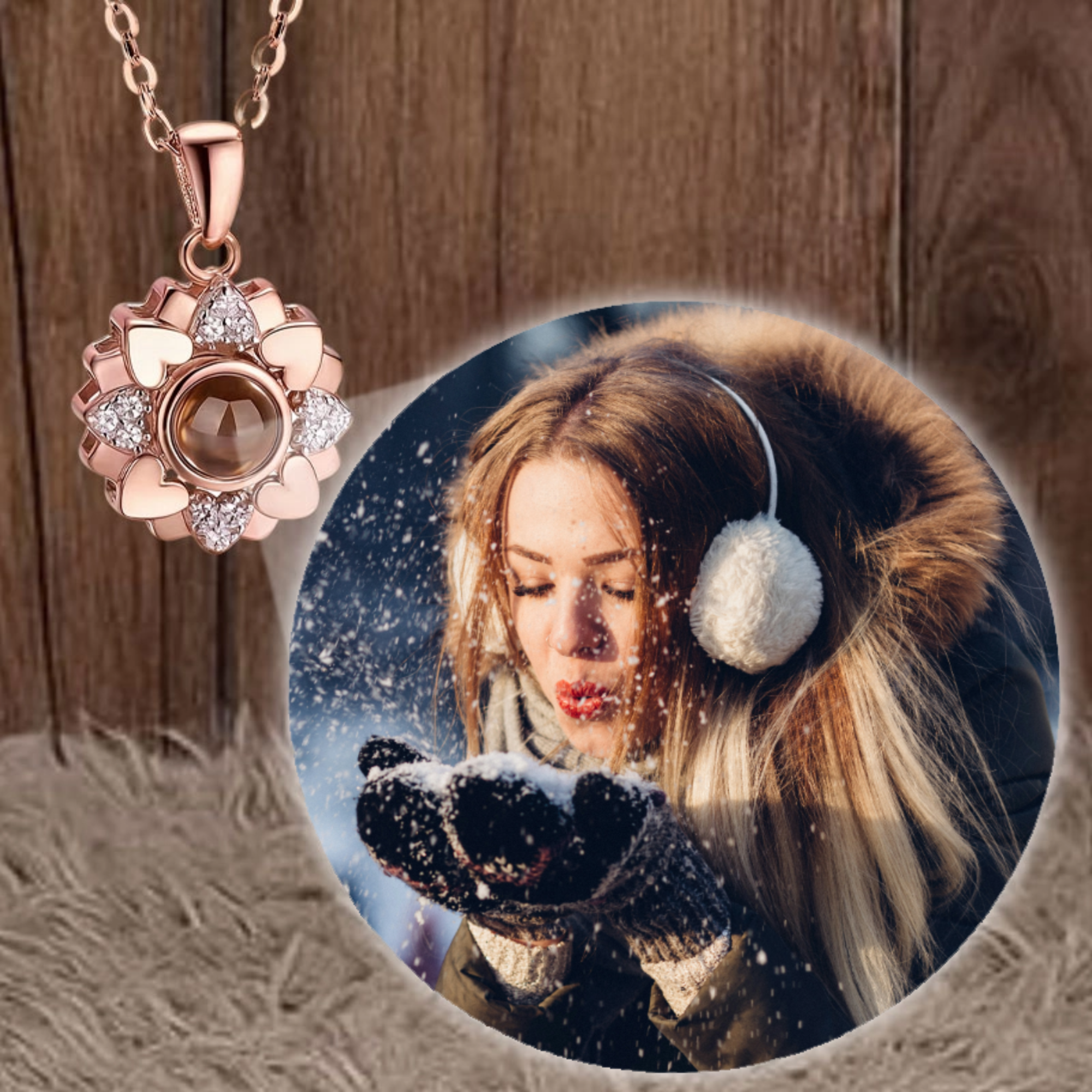 Flower Shaped Projection Necklace, Gift for Grandparents, Couples, Lovers, Perfect for Anniversary, Valentine’s Day, Family Occasions