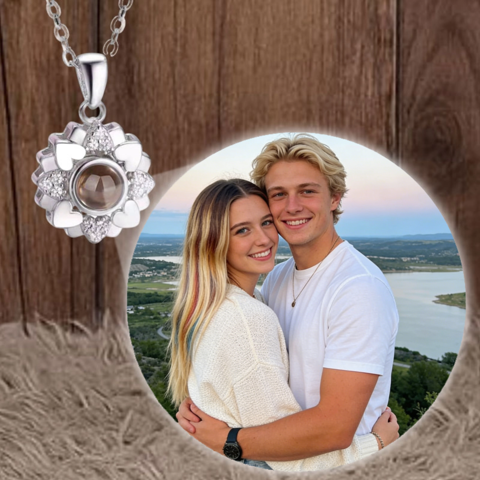 Flower Shaped Projection Necklace, Gift for Grandparents, Couples, Lovers, Perfect for Anniversary, Valentine’s Day, Family Occasions