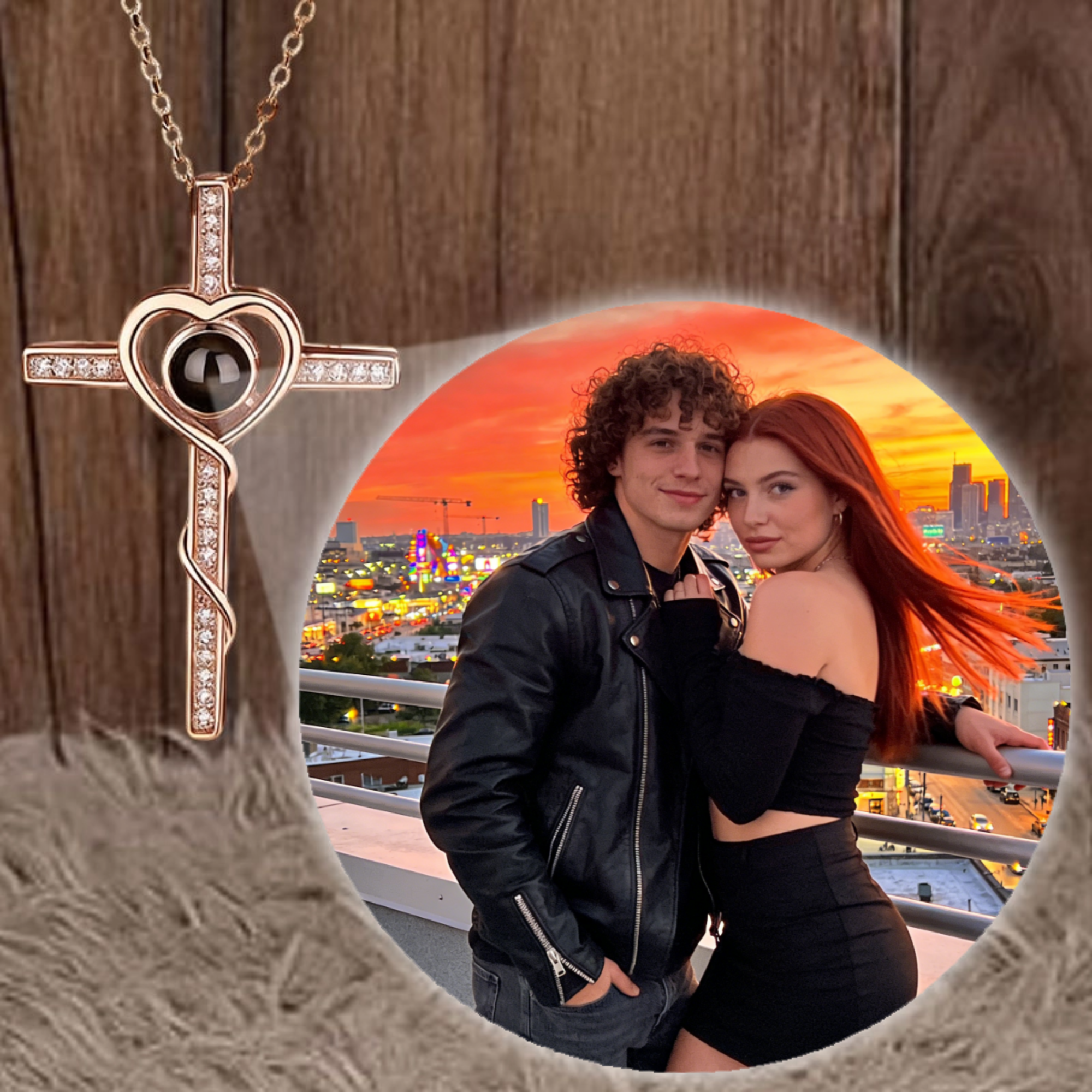 Cross Heart Projection Pendant Necklace, Gift for Women, Pet Lovers, Friends, Perfect for Birthday, Any Occasion