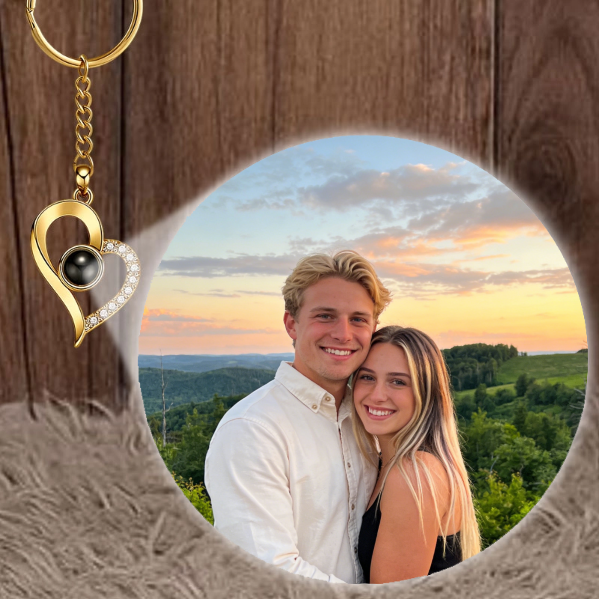 Projection Photo Keychain, Gift for Couples, Pet Lovers, Family, Perfect for Anniversary, Valentine’s Day, Birthday
