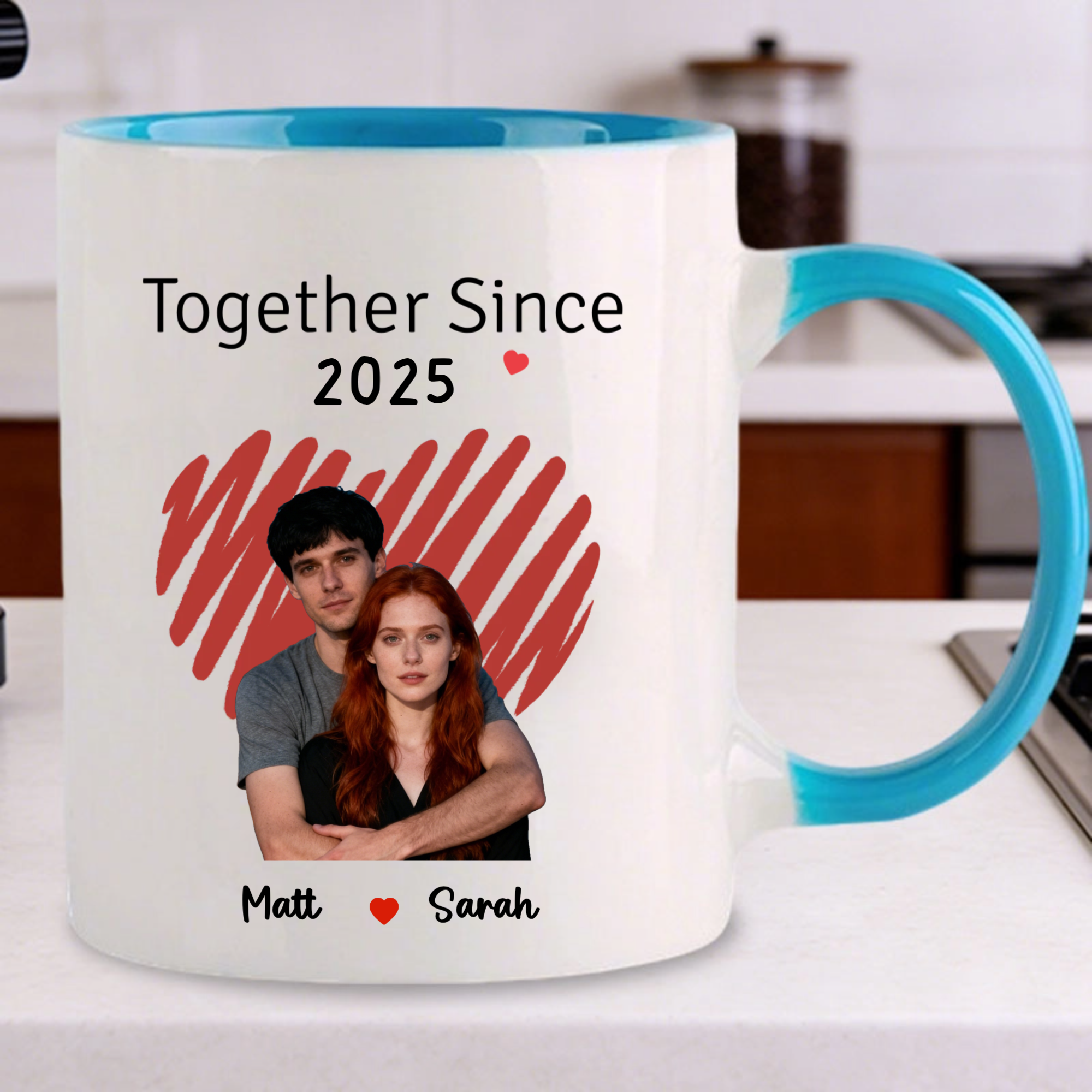 Together Since Fingerprint Heart Mug, Gift for Couples, Fiancés, Perfect for Anniversary, Valentine’s Day, Relationship Milestone