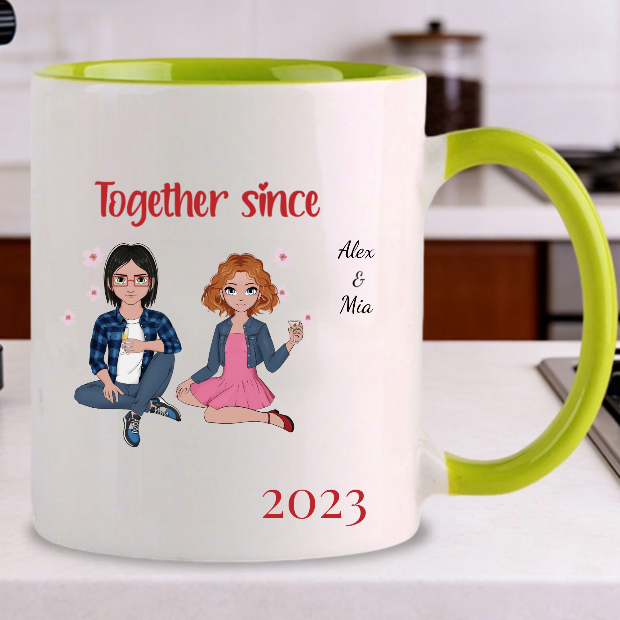 Custom Cartoon Couple Mug, Gift for Couples, Perfect for Anniversary, Wedding, Valentine's Day