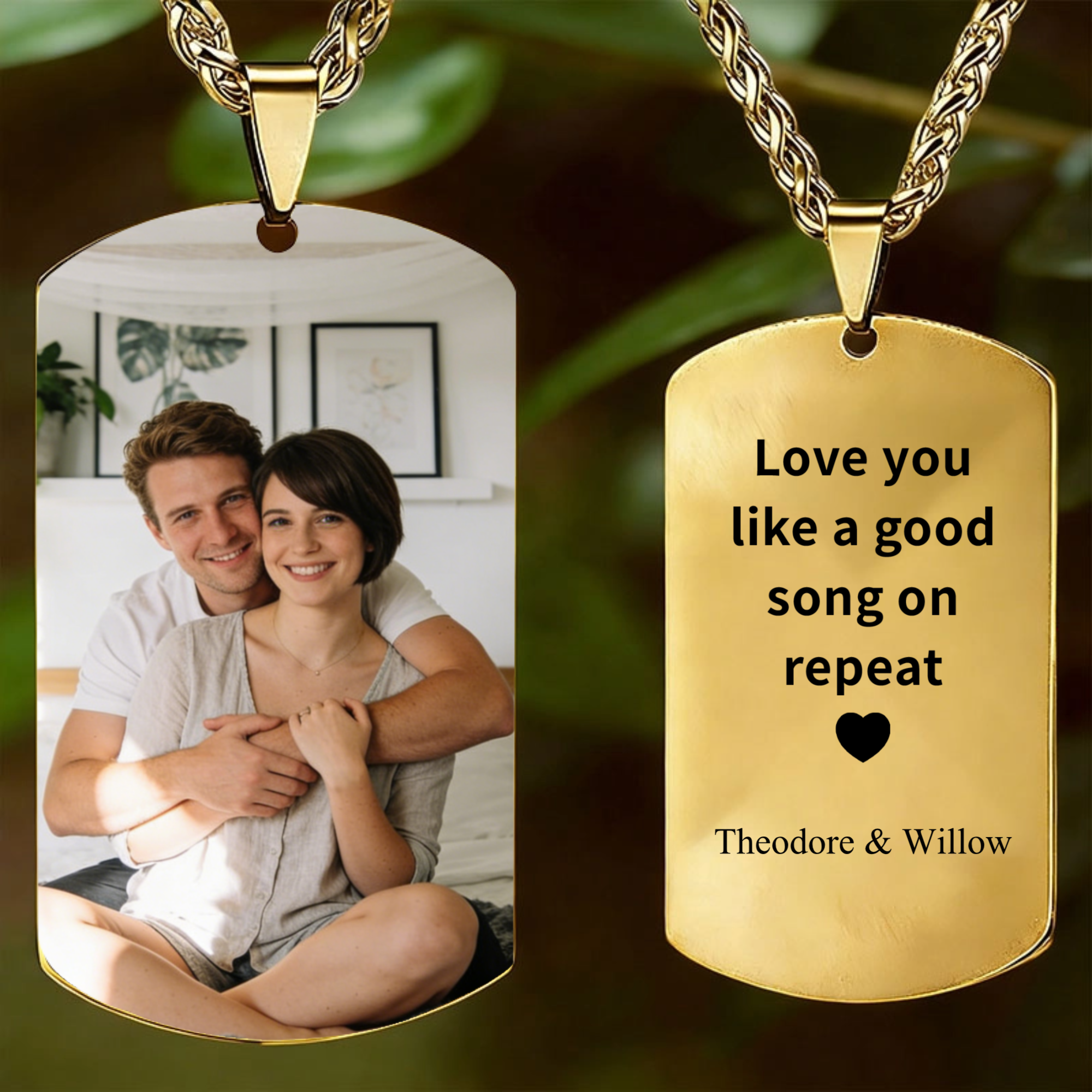 Glossy Color Printed Photo Necklace Personalized Laser Jewelry Pendant for Couples, Perfect Gift for Valentine’s Day, Anniversary, Romantic Occasions