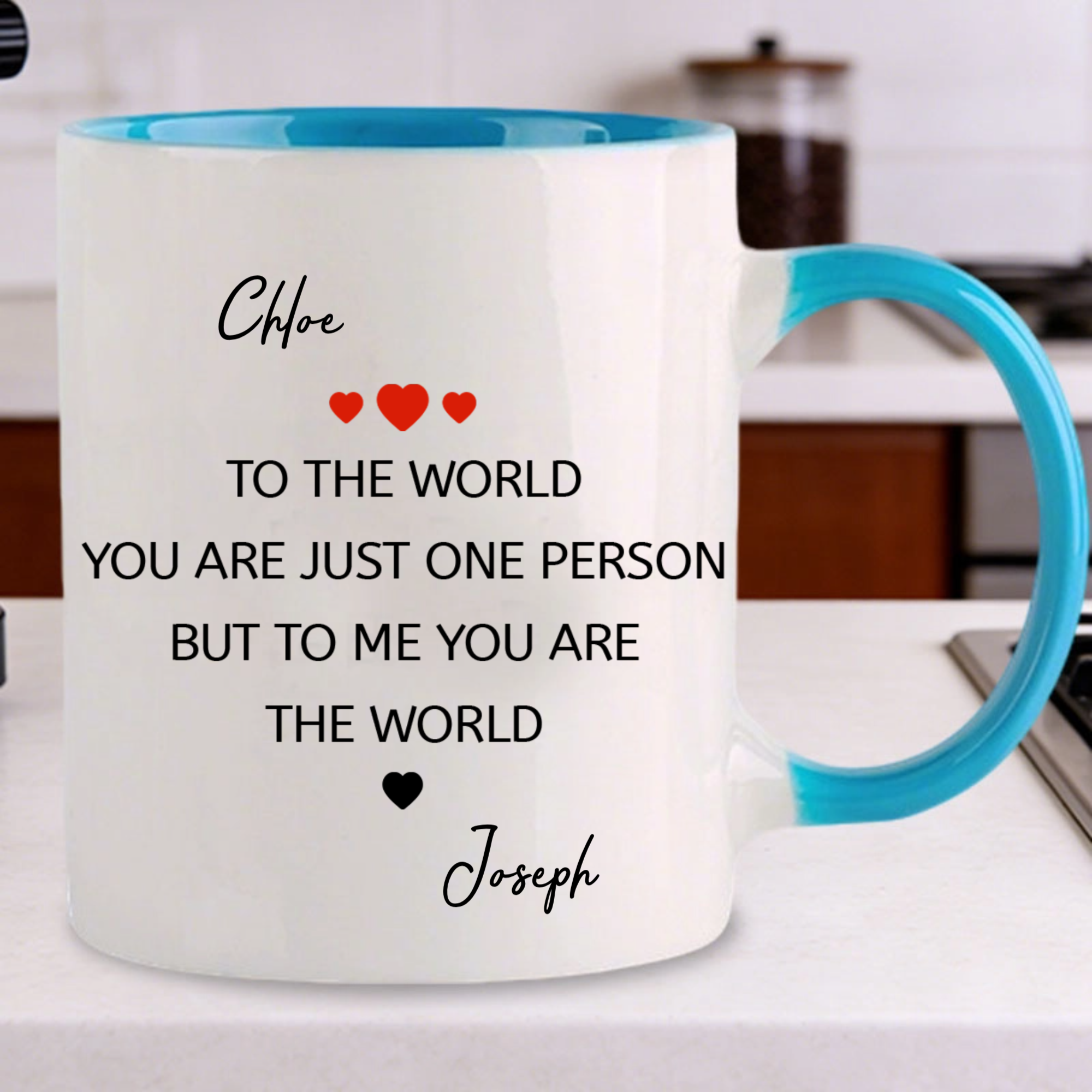 You Make My World Complete Ceramic Mug, Sweet Love Quote Design, Unique Creative Gift for Him or Her
