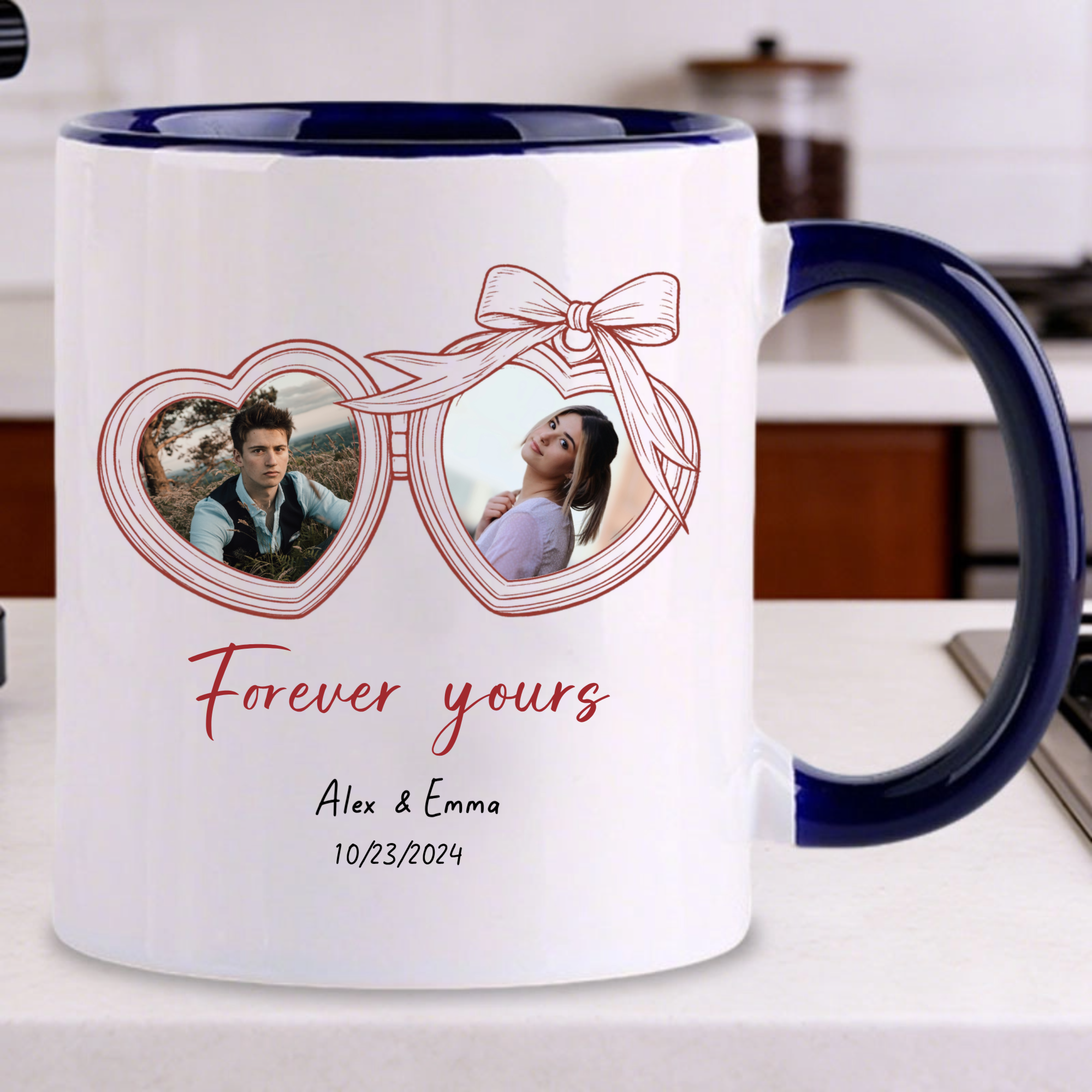 Heart Locket  Personalized Mug, Gift for Couples, BFFs, Perfect for Anniversary, Wedding, Romantic Occasion