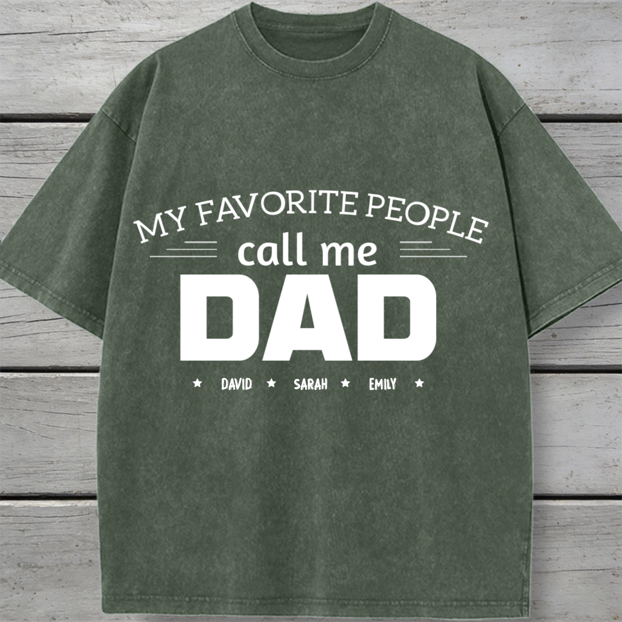 Personalized Vintage Washed Cotton T-Shirt with Papa Quote, Custom Kids' Names, Unique Gift for Fathers & Grandpas