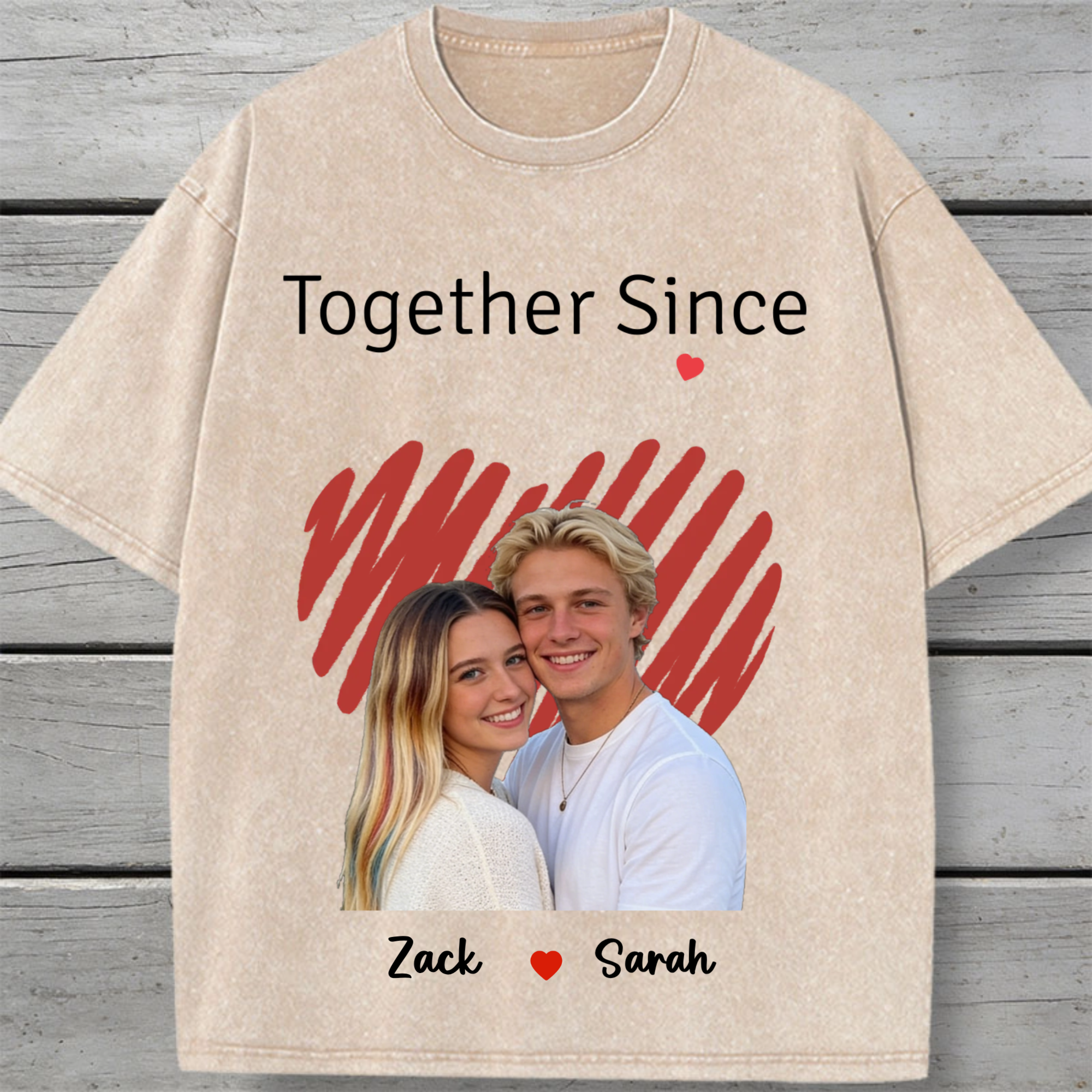Together Since Personalized Vintage Washed Cotton T-shirt, Unisex Couple Gift for Anniversaries, Valentine’s Day, Relationship Milestones