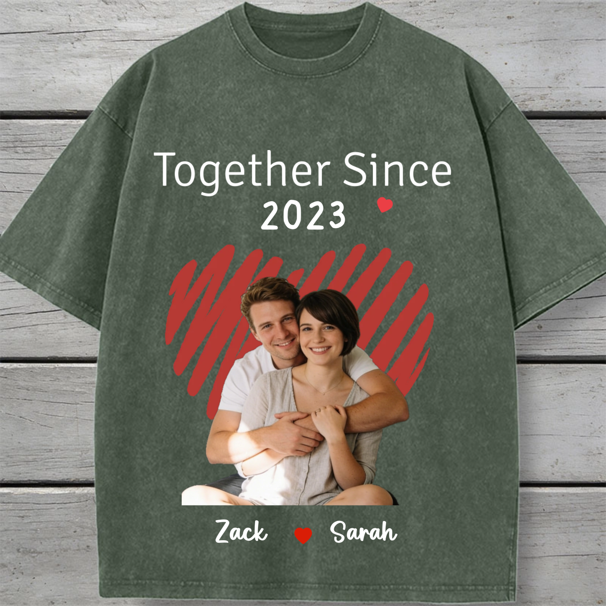 Together Since Personalized Vintage Washed Cotton T-shirt, Unisex Couple Gift for Anniversaries, Valentine’s Day, Relationship Milestones