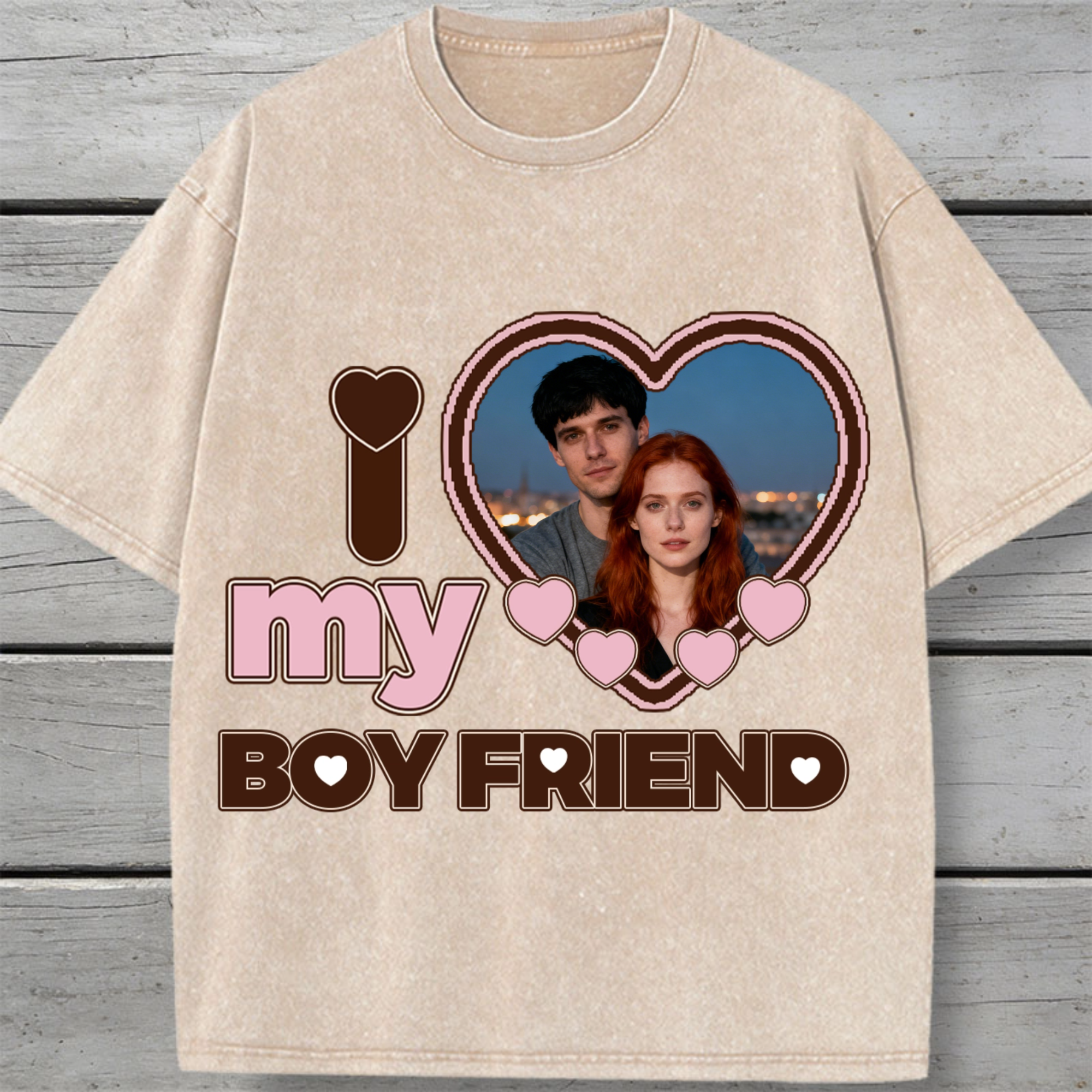 I Love My Boyfriend/Girlfriend Personalized Vintage Washed Cotton T-shirt, Unisex Couple Gift for Anniversaries, Valentine’s Day, Relationship Milestones