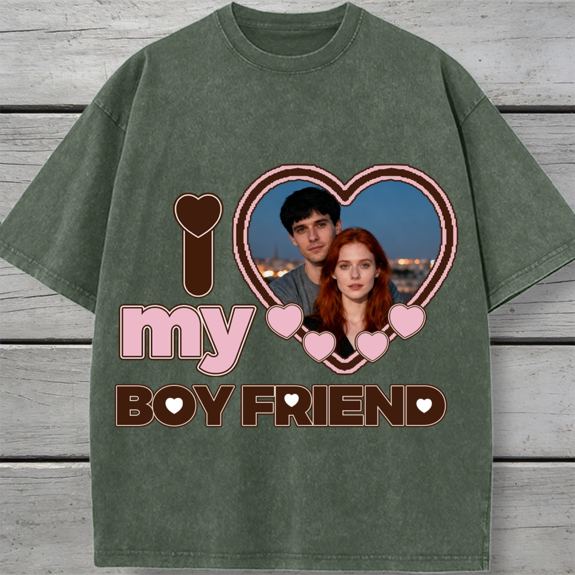 I Love My Boyfriend/Girlfriend Personalized Vintage Washed Cotton T-shirt, Unisex Couple Gift for Anniversaries, Valentine’s Day, Relationship Milestones