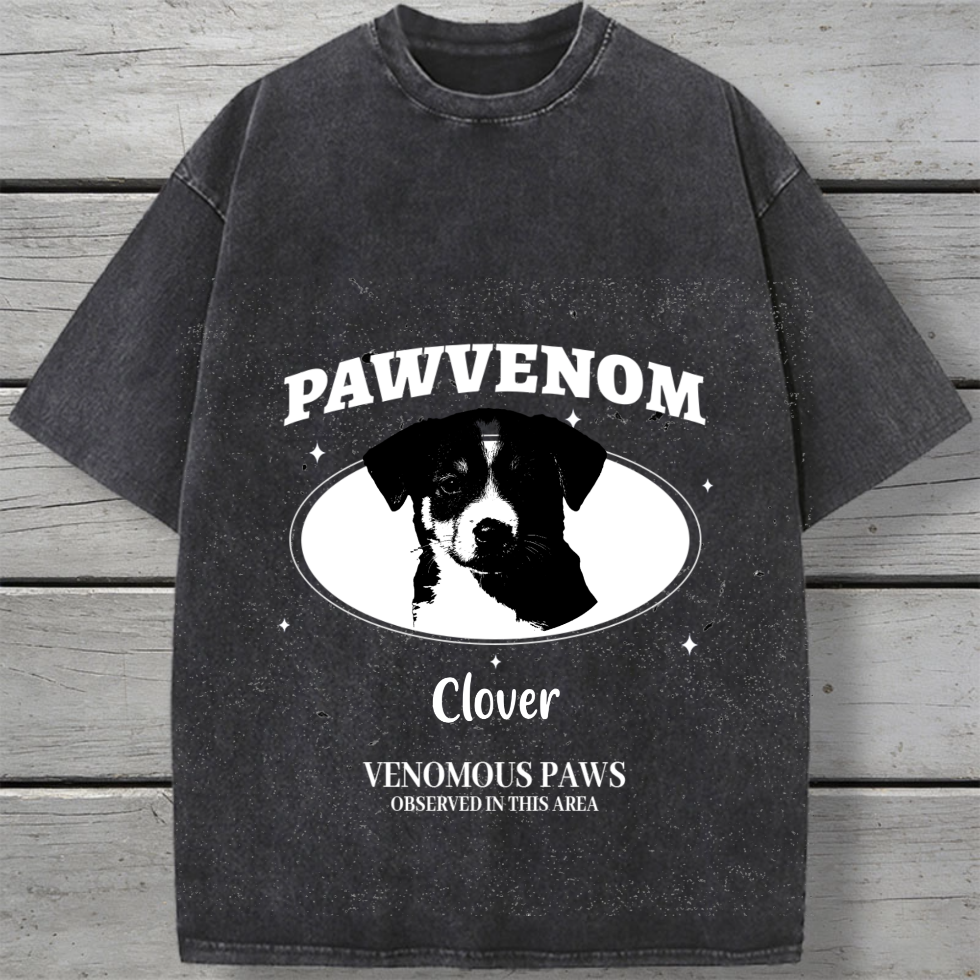 PAWVENOM Personalized Vintage Washed Cotton T-Shirt, Unisex, Pet Lover Gift for All Occasions, Birthday, Holiday, Casual Wear