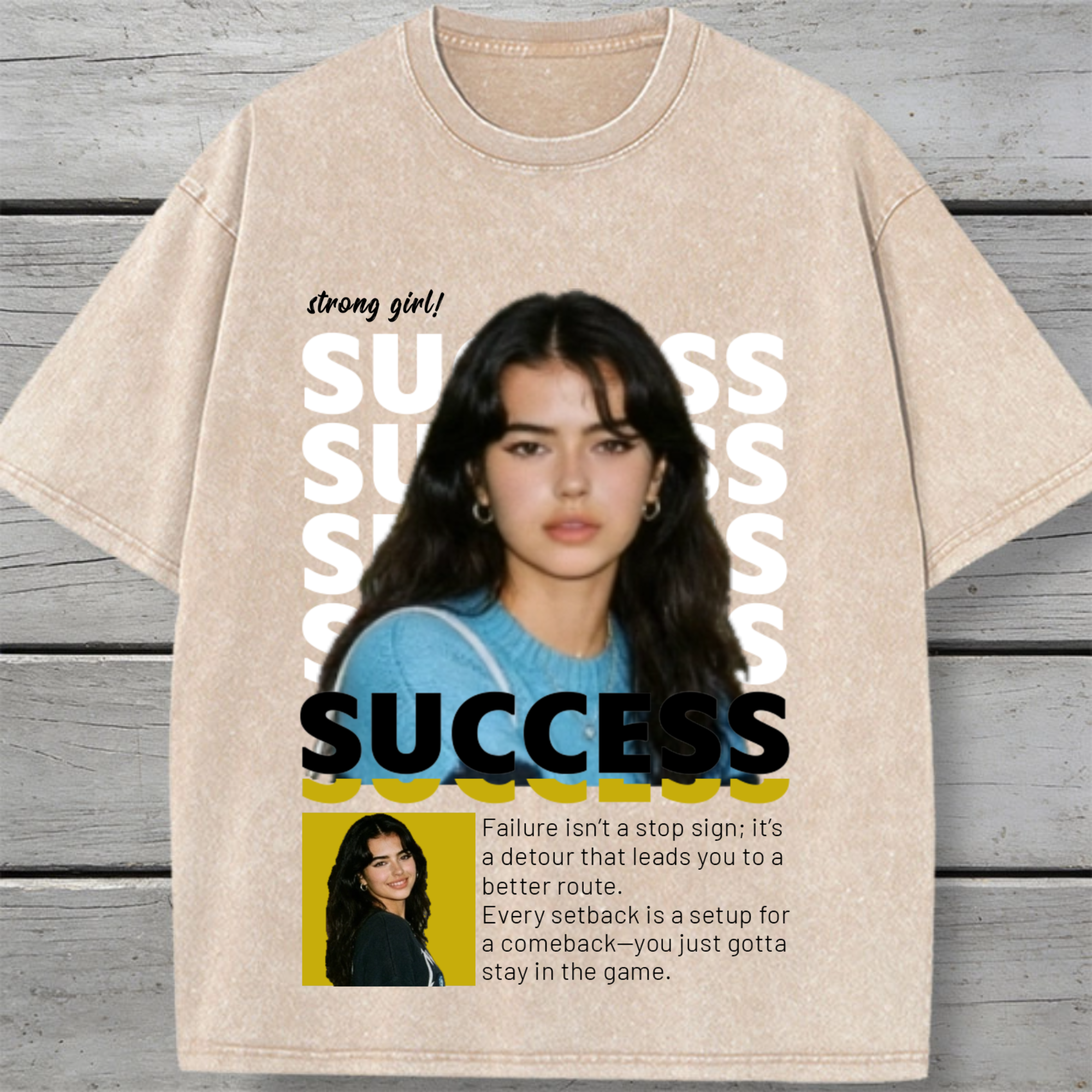 Custom Success Motivation Quote Vintage Washed Cotton T-shirt, Unisex Gift for Fitness Enthusiasts, Students, Young Adults, Perfect for Gym, Self-Motivation Occasions