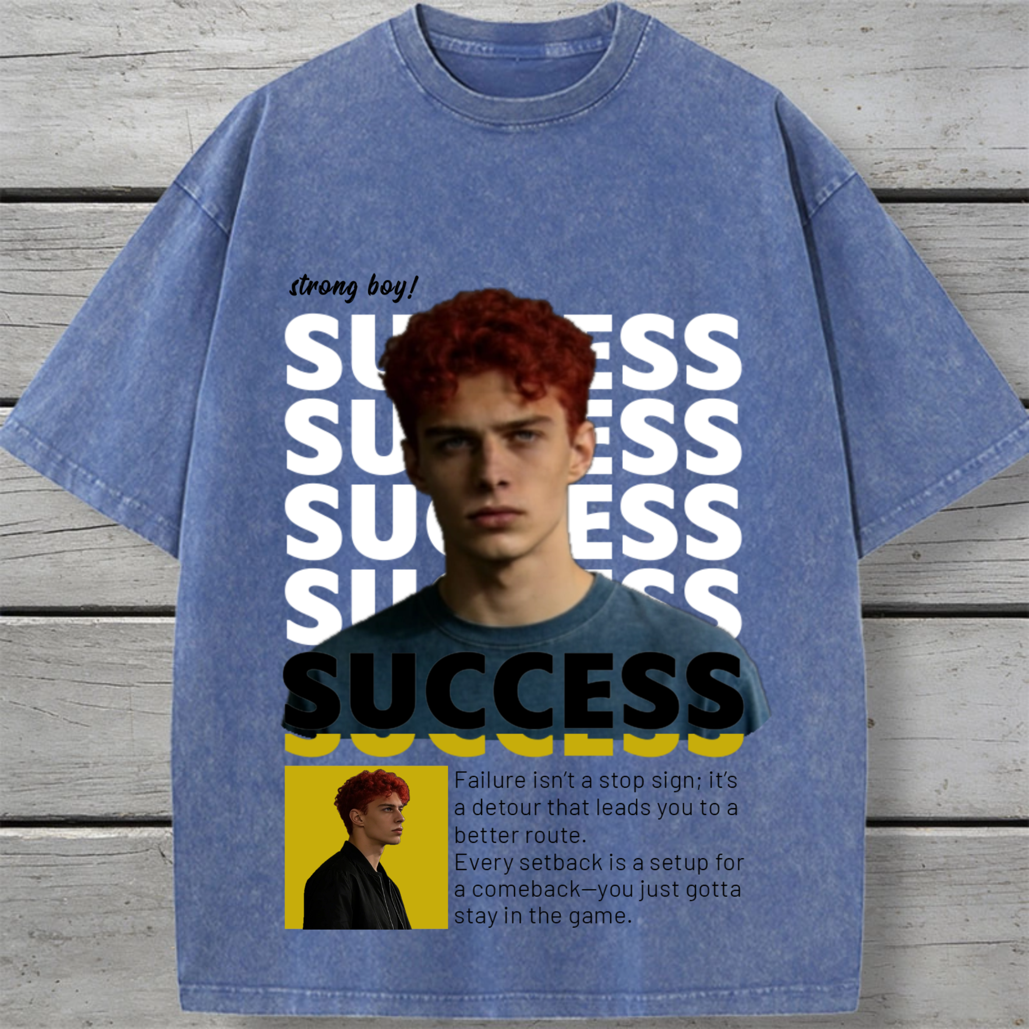 Custom Success Motivation Quote Vintage Washed Cotton T-shirt, Unisex Gift for Fitness Enthusiasts, Students, Young Adults, Perfect for Gym, Self-Motivation Occasions