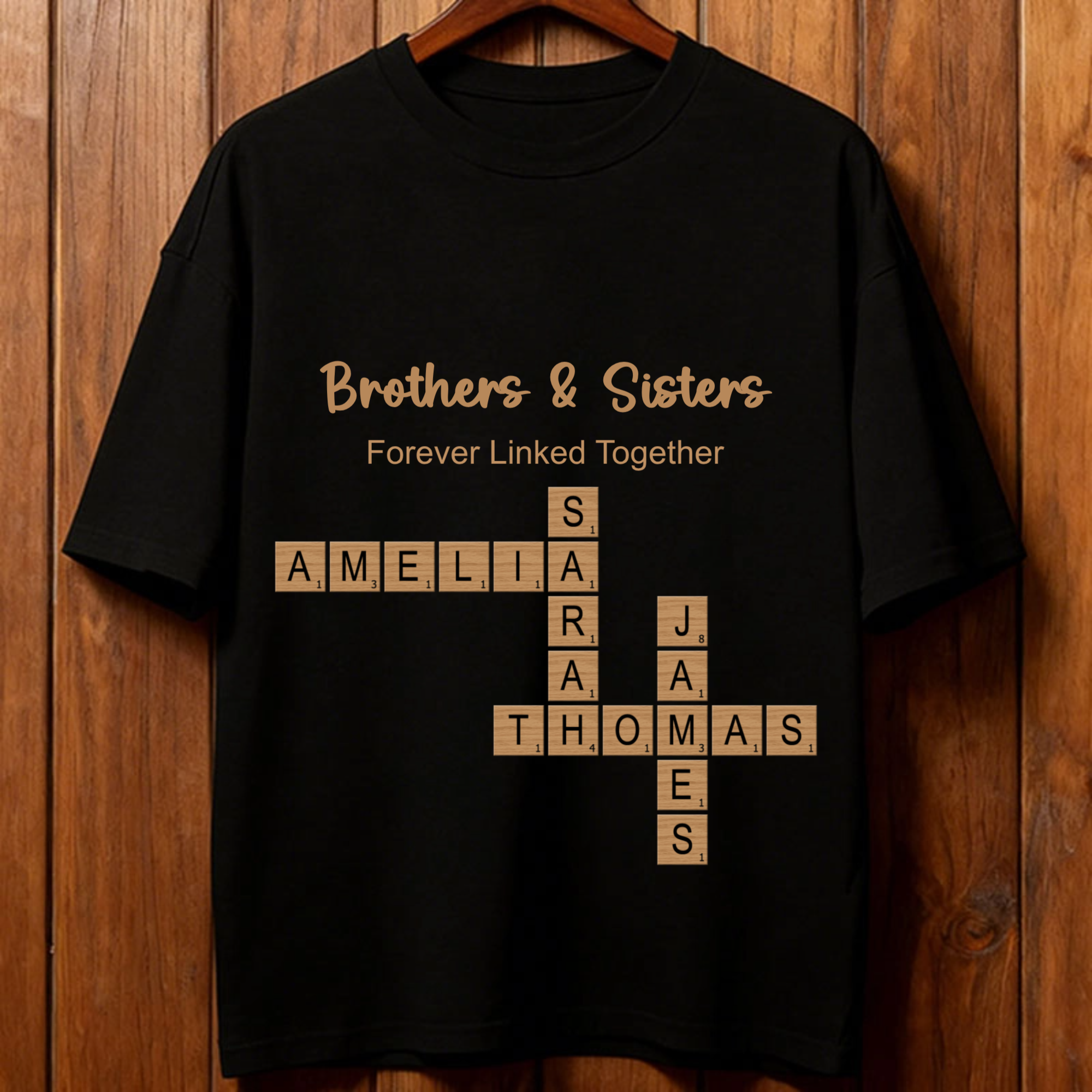 Custom Crossword Family T-Shirt, Gift for Siblings, Families, Perfect for Reunions, Birthdays, Family Celebrations, Unisex Fit