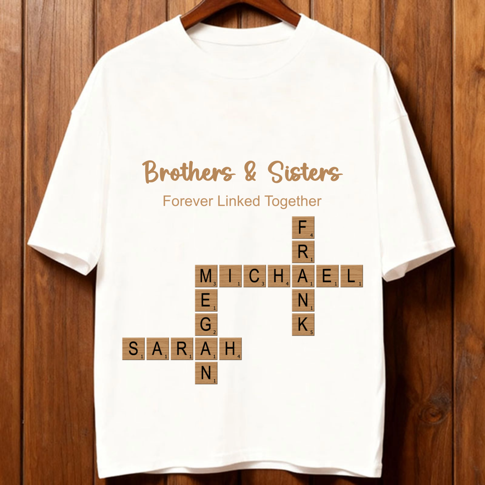 Custom Crossword Family T-Shirt, Gift for Siblings, Families, Perfect for Reunions, Birthdays, Family Celebrations, Unisex Fit