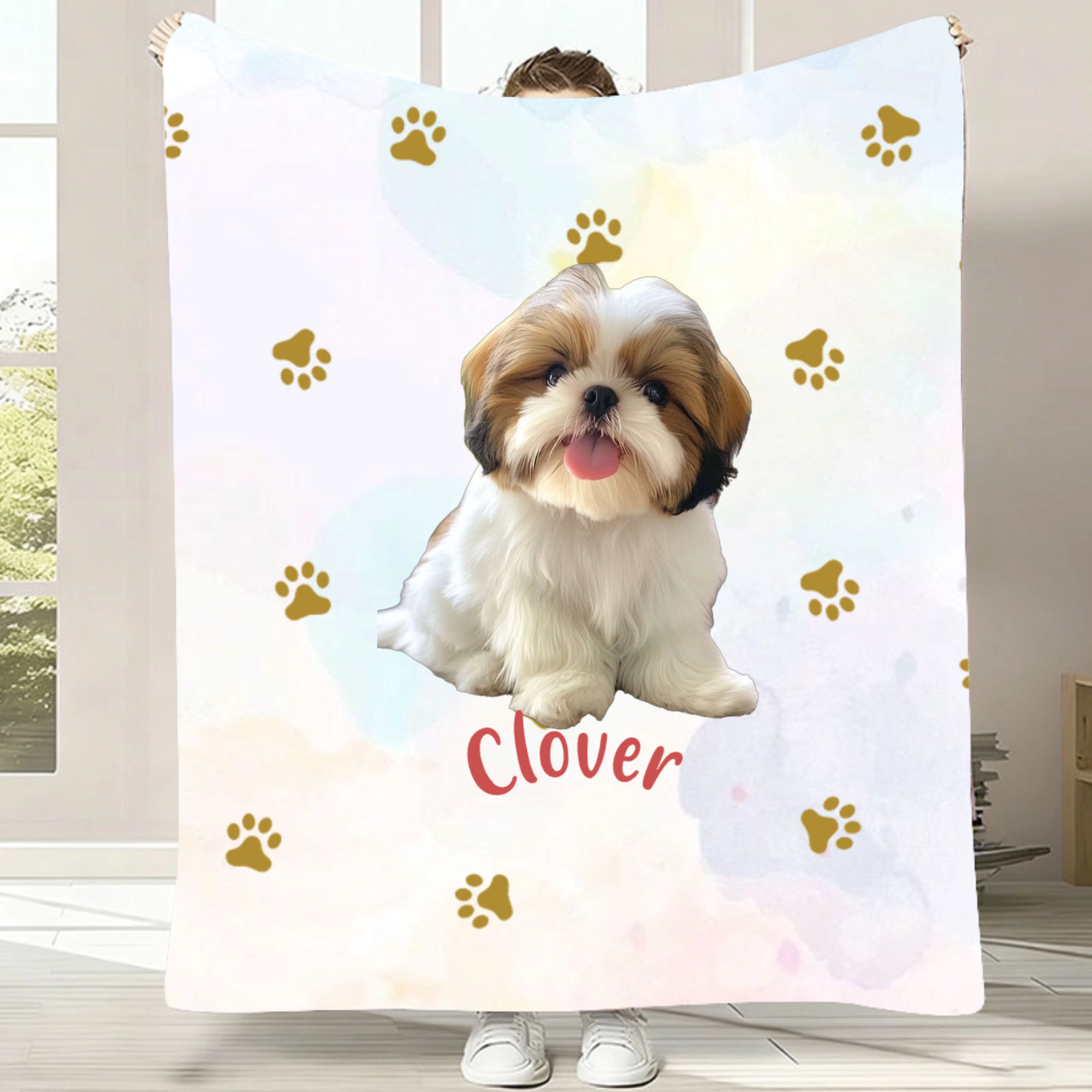Personalized Pet Photo Flannel Blanket, Gift for Dog, Cat, Pet Lovers, Perfect for Birthday, Christmas, Home Decor
