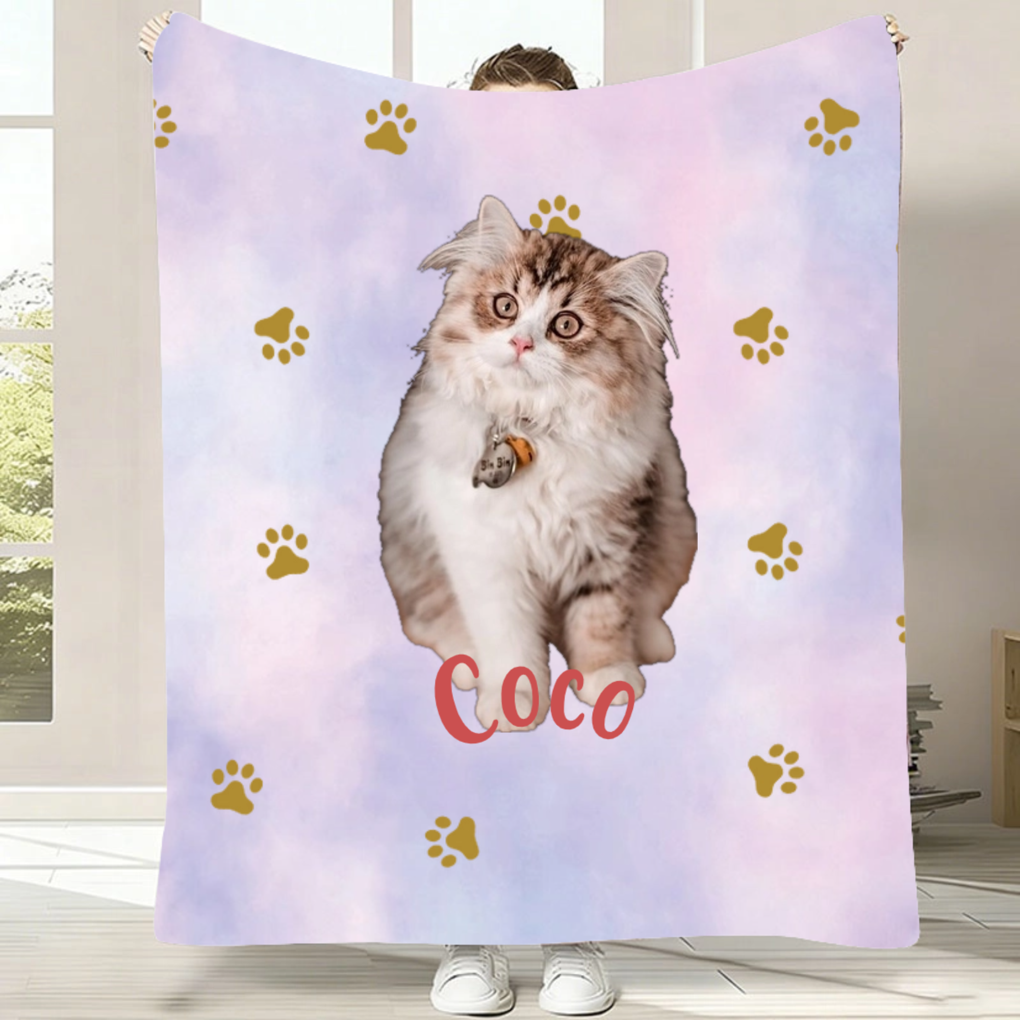 Personalized Pet Photo Flannel Blanket, Gift for Dog, Cat, Pet Lovers, Perfect for Birthday, Christmas, Home Decor