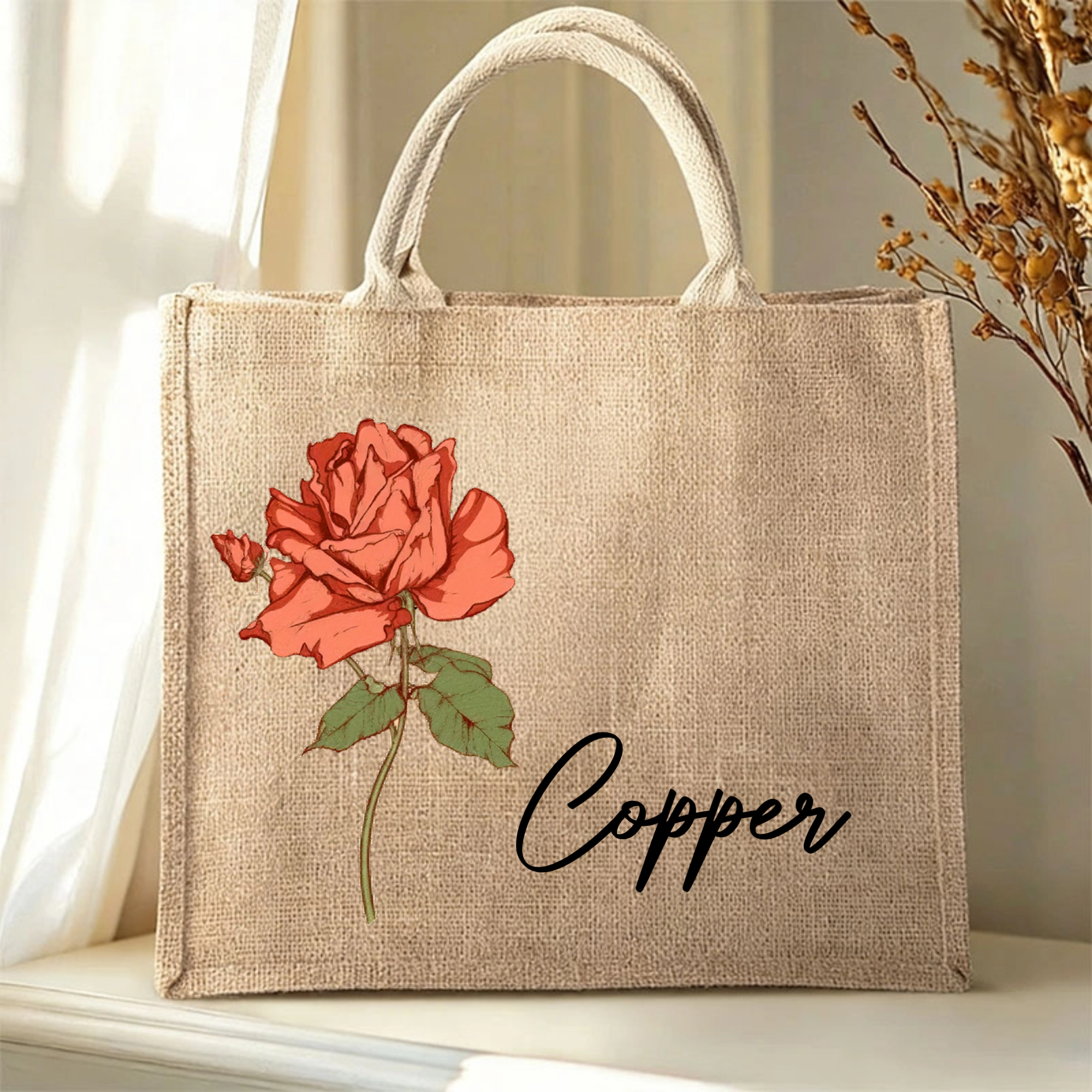 Birth Month Flower Personalized Tote Bag, Perfect for Birthdays, Shopping, Casual Outings