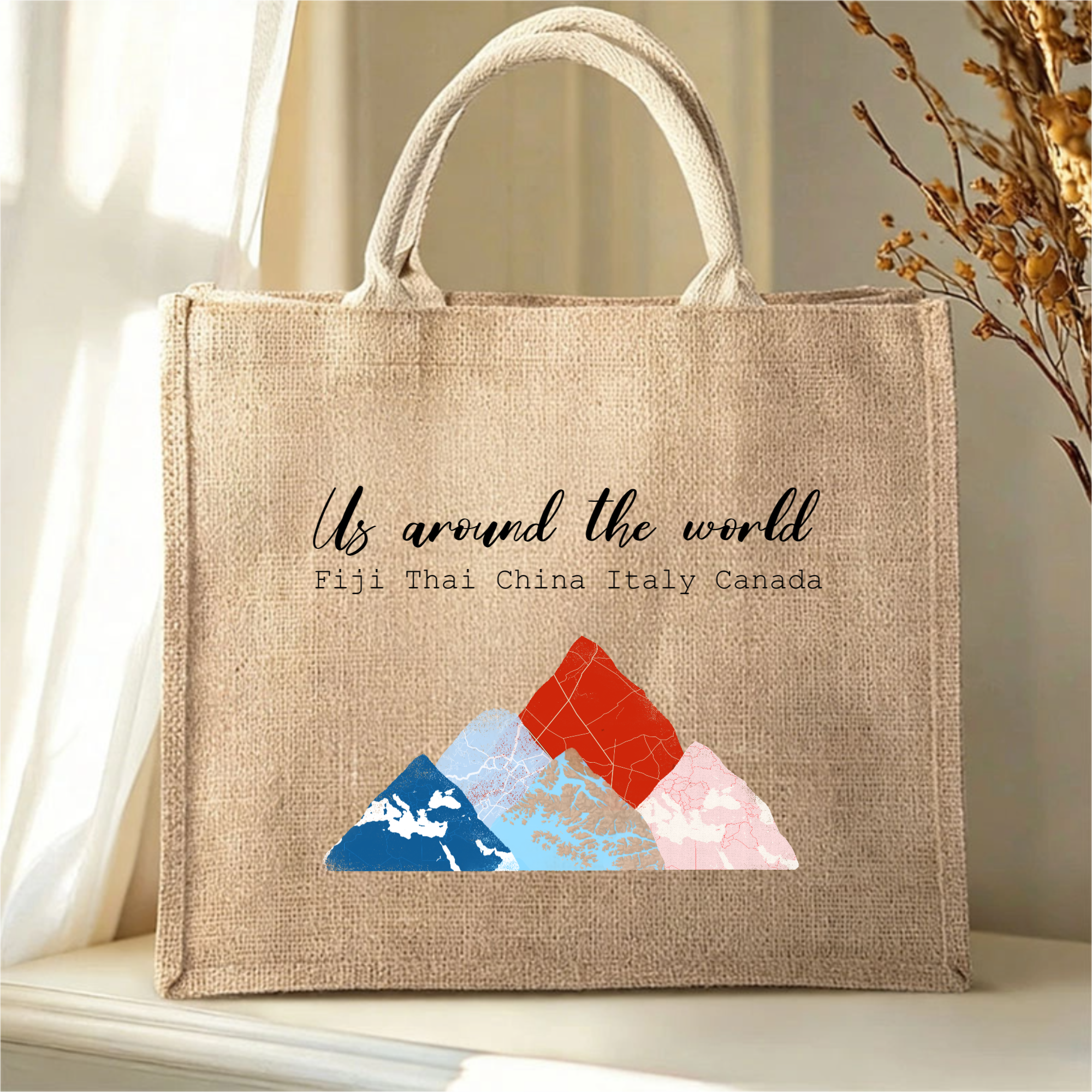 Travel Memory Custom Map Canvas Tote, Gift for Travelers, Perfect for Anniversaries, Graduation, Global Adventures