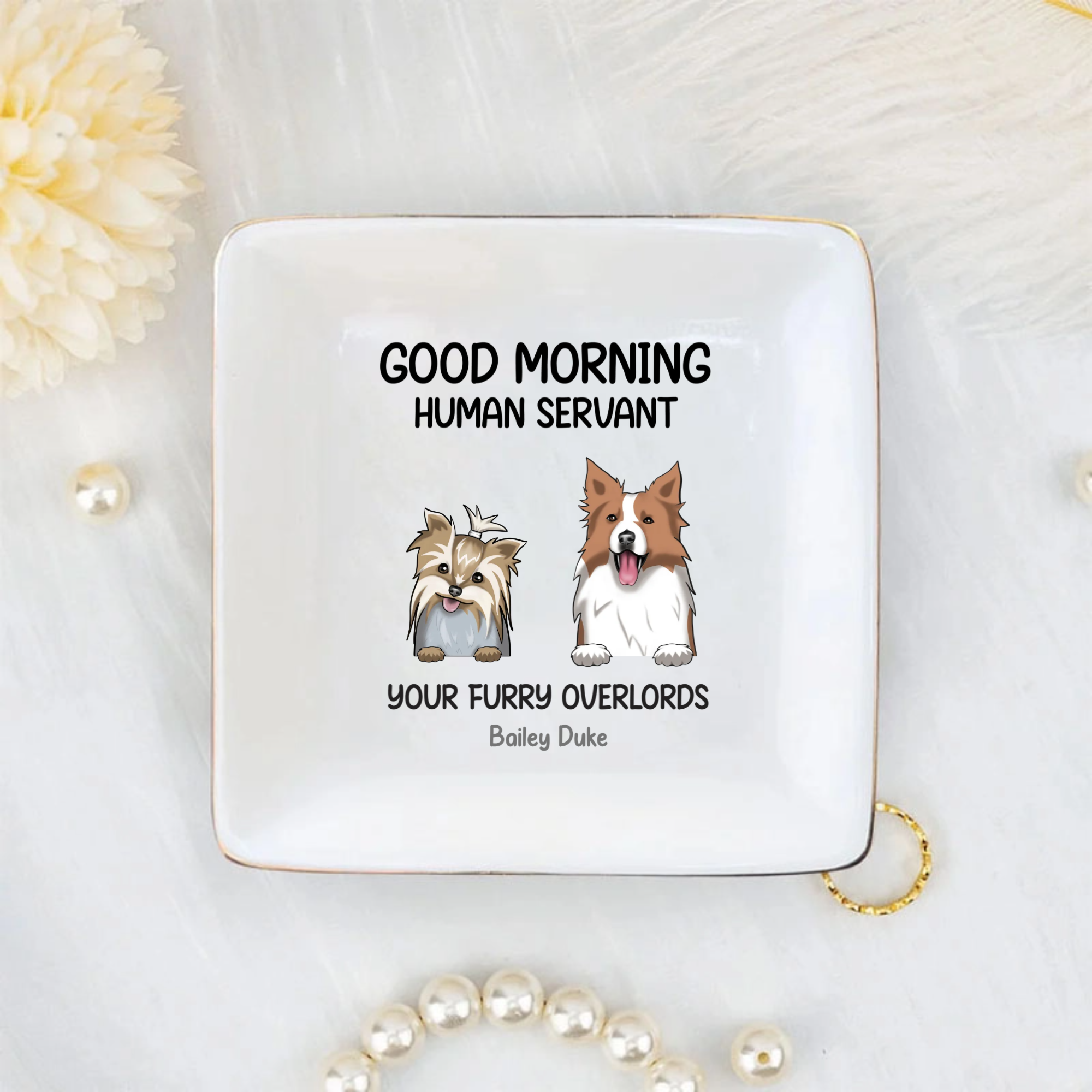 Personalized Dog Lover Porcelain Tray, Gift for Dog Moms & Dads, Pet Birthday, Housewarming