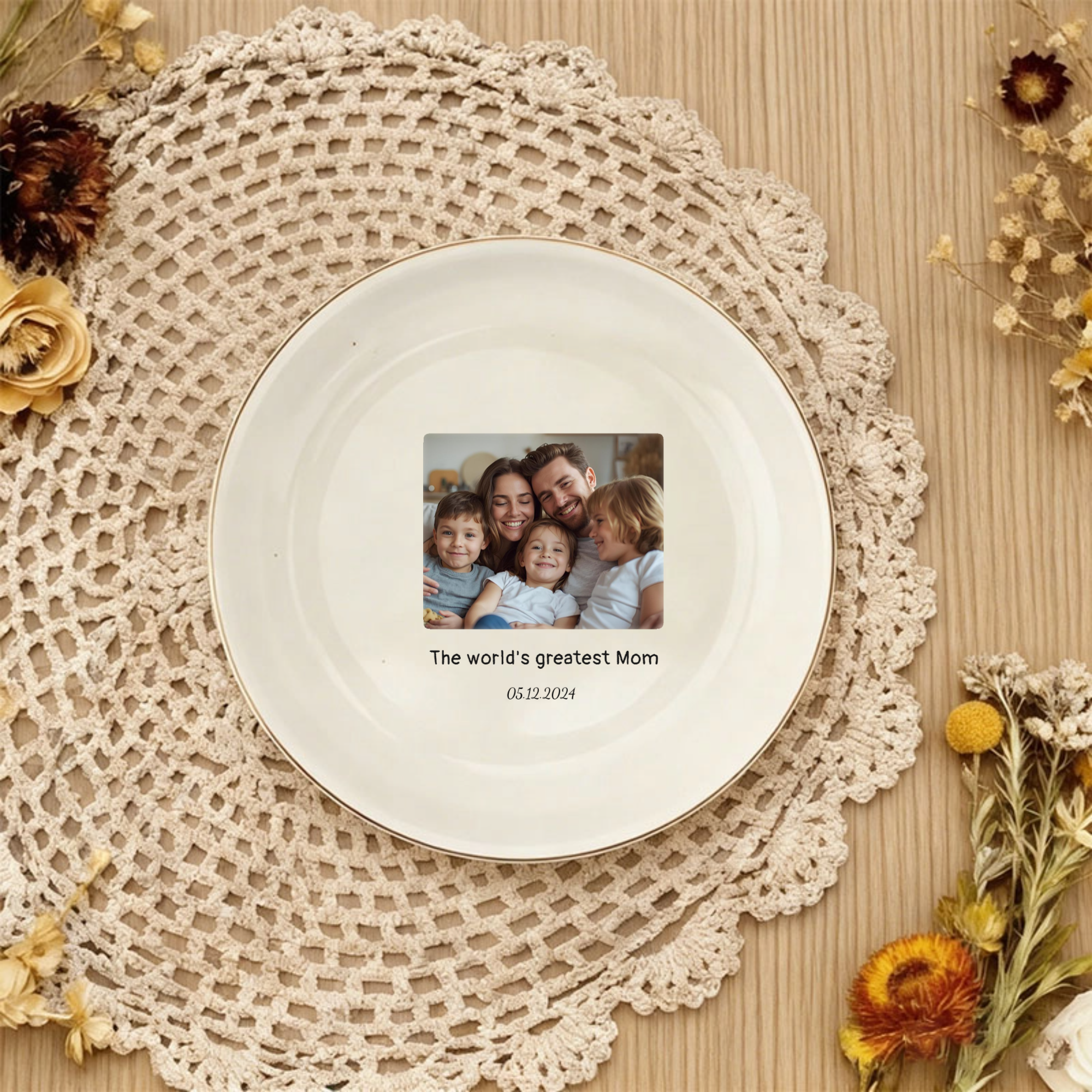 Personalized Photo Jewelry Dish, Mother of The Bride Jewelry Tray, Custom Ring Ceramic Dish with Picture, Mothers Day Gift, Wedding Gift