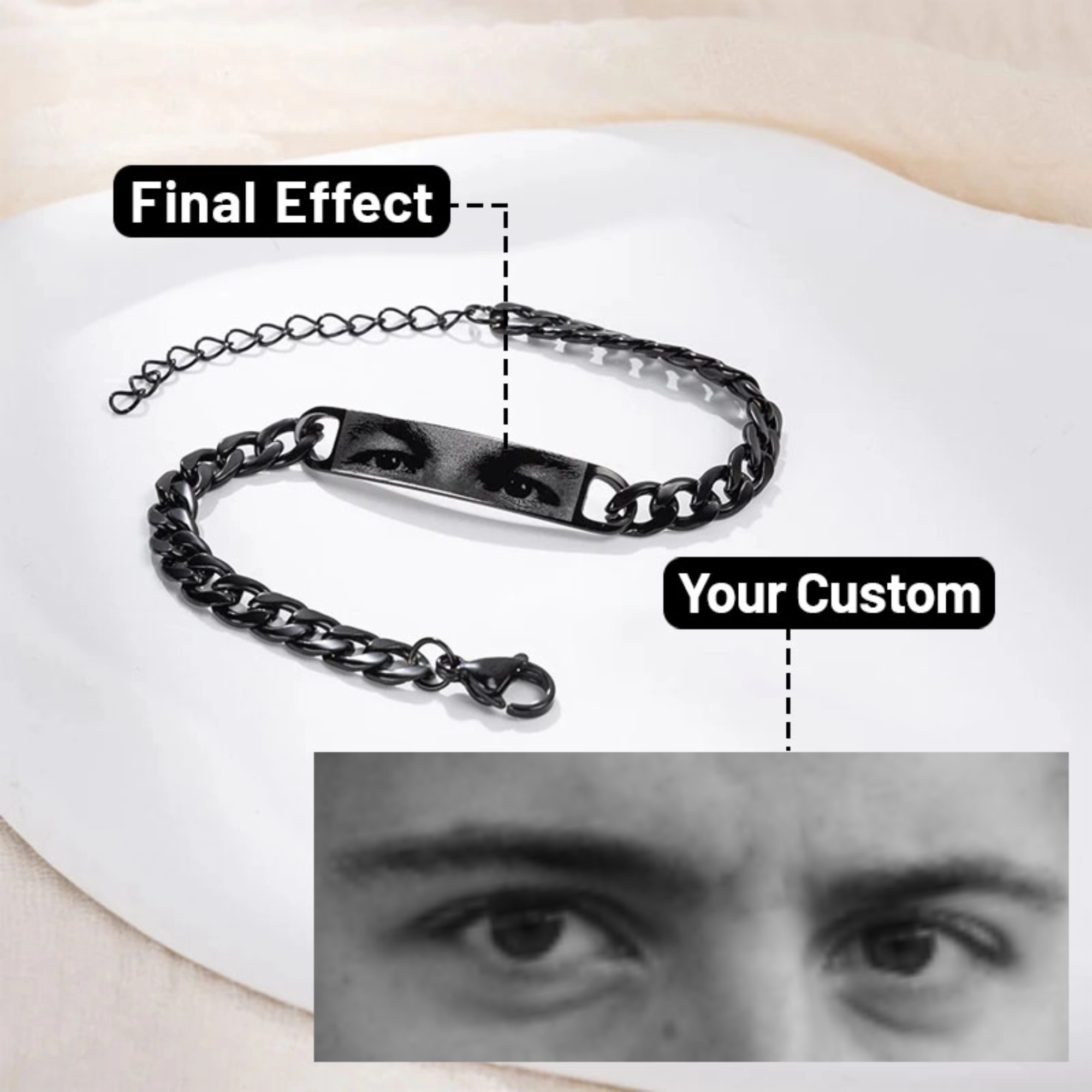 Personalized Adjustable Human Eyes Photo Bracelet Birthday Valentine's Day Anniversary Gift for Women Men