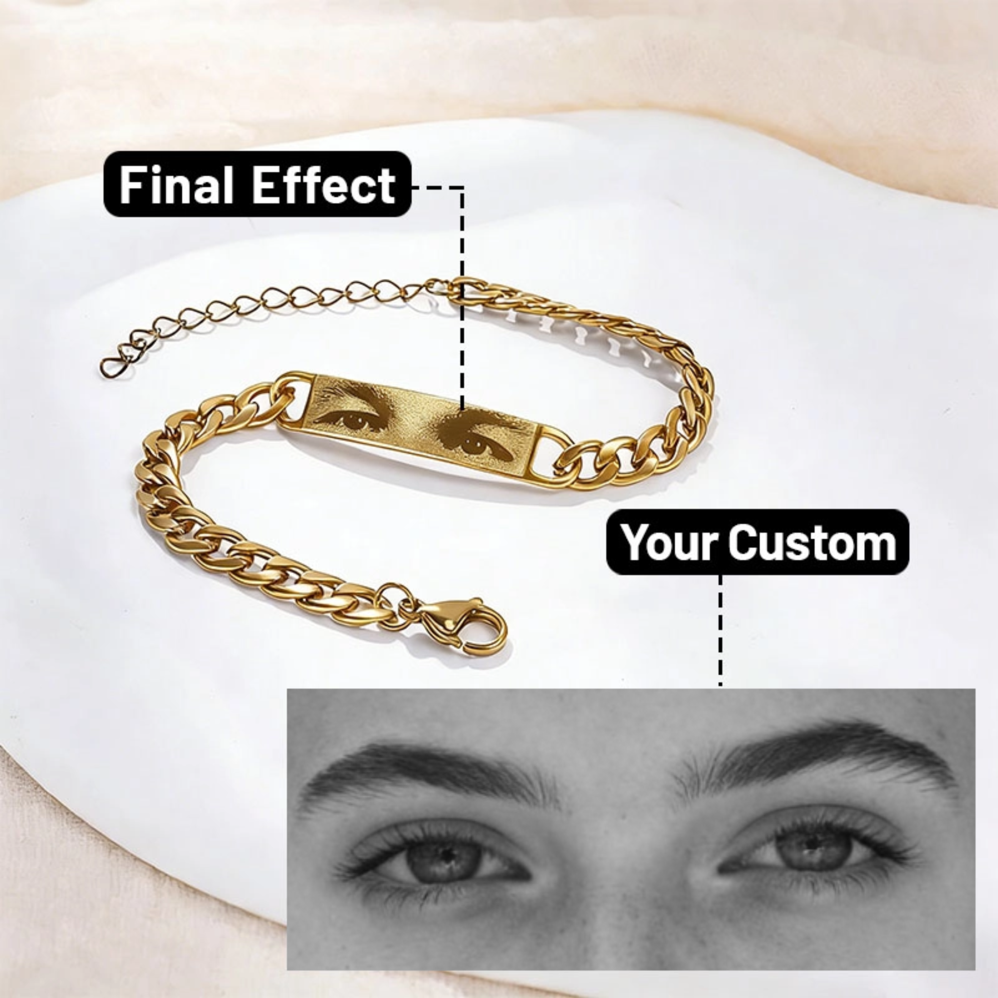 Personalized Adjustable Human Eyes Photo Bracelet Birthday Valentine's Day Anniversary Gift for Women Men