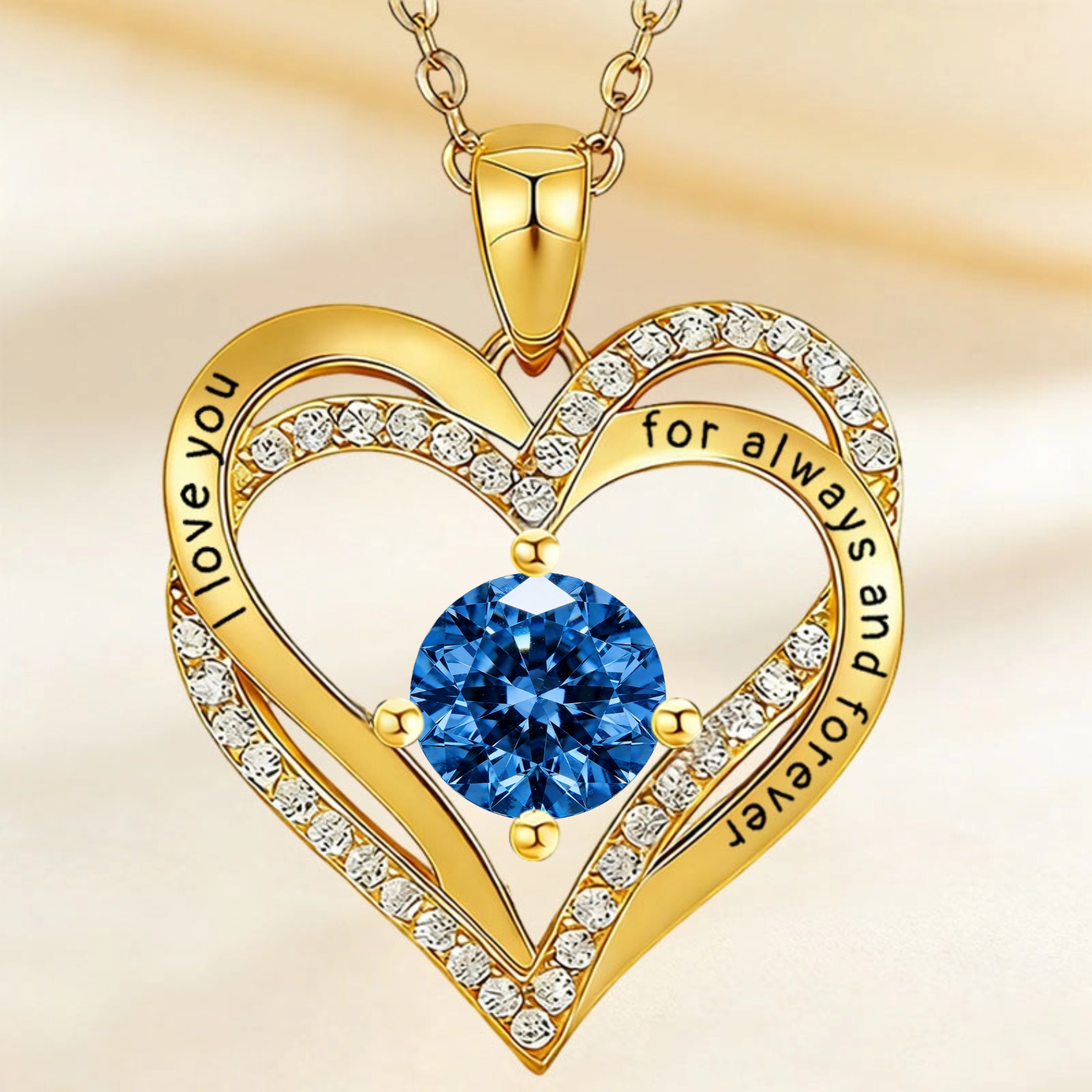 I Love You For Always And Forever Personalized Birthstone Necklace Gift Set, Romantic Gift for Her, Perfect for Anniversary, Valentine's Day, Proposal