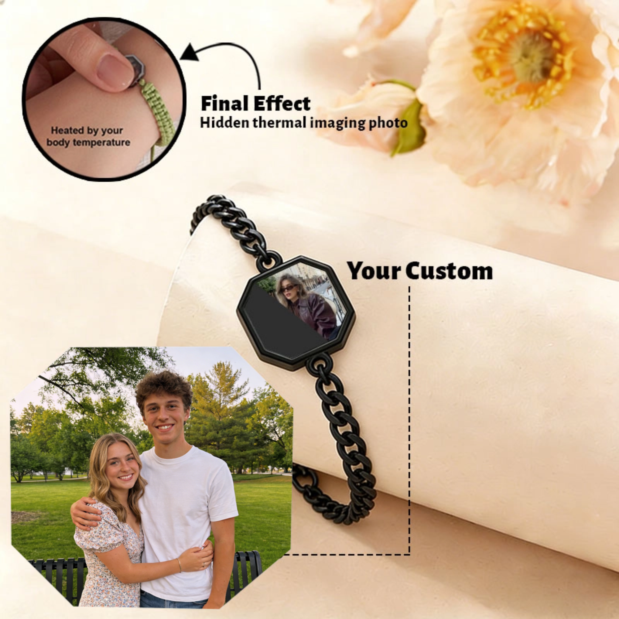 Thermal-Imaging Photo Bracelet, For Anyone, Gift for All Occasions, Birthday, Anniversary, Surprise Gift, Unisex Fit