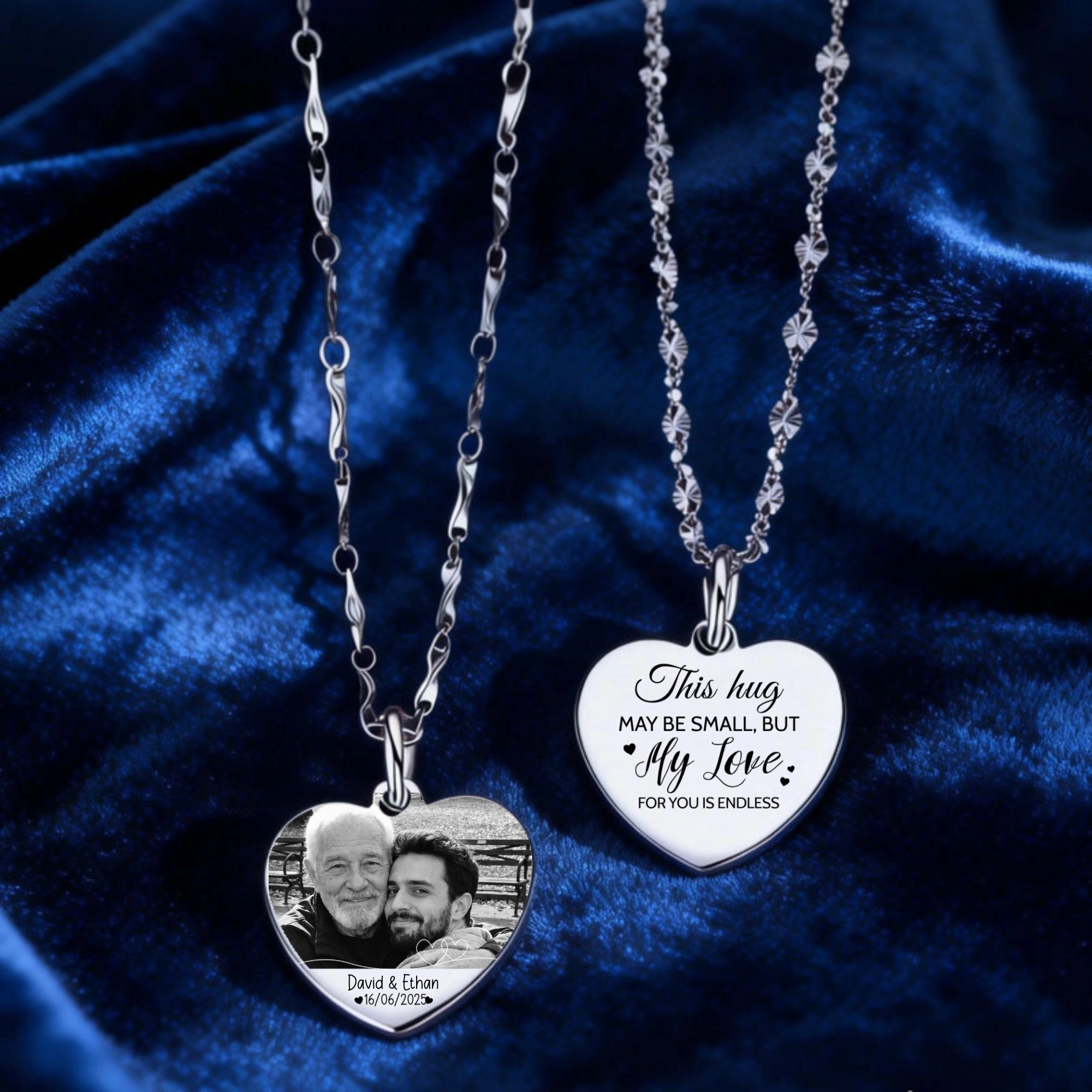 Custom Family love 999 Pure Silver Heart Photo Necklace, Personalized Family Keepsake, Perfect Gift for Family, Mother’s Day, Anniversary, Christmas