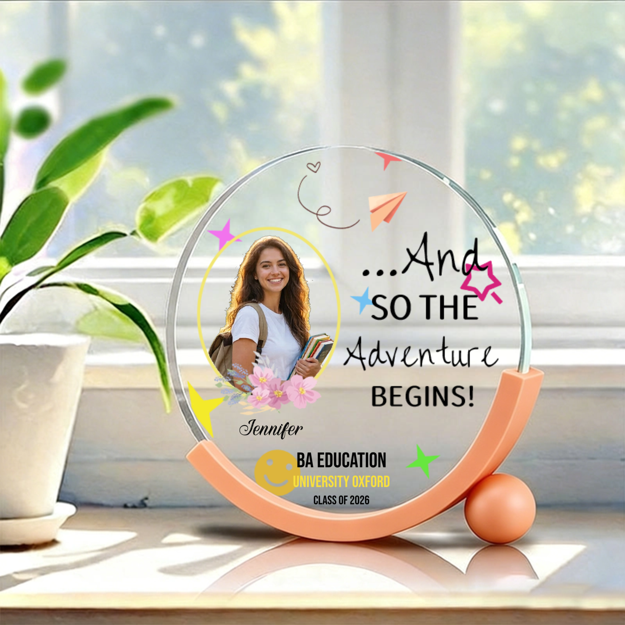 Personalized Crystal Photo Frame—Custom With Messages And Names; A Creative Gift For Students And Alumni, Perfect For University Start-Of-Term Occasions