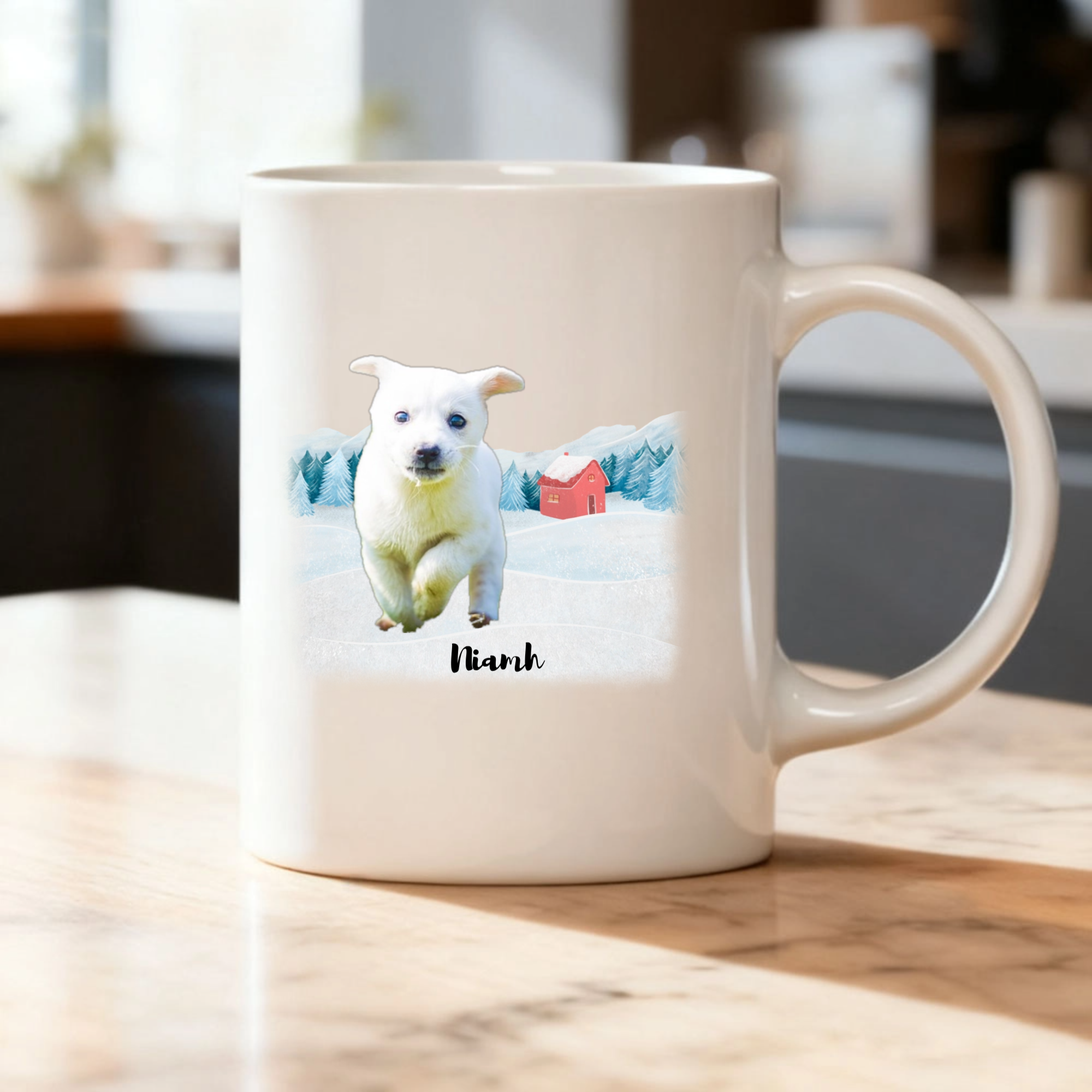 Personalized Christmas With My Pet White & Black Mug, Custom Photo Gift For Dog Cat Owners