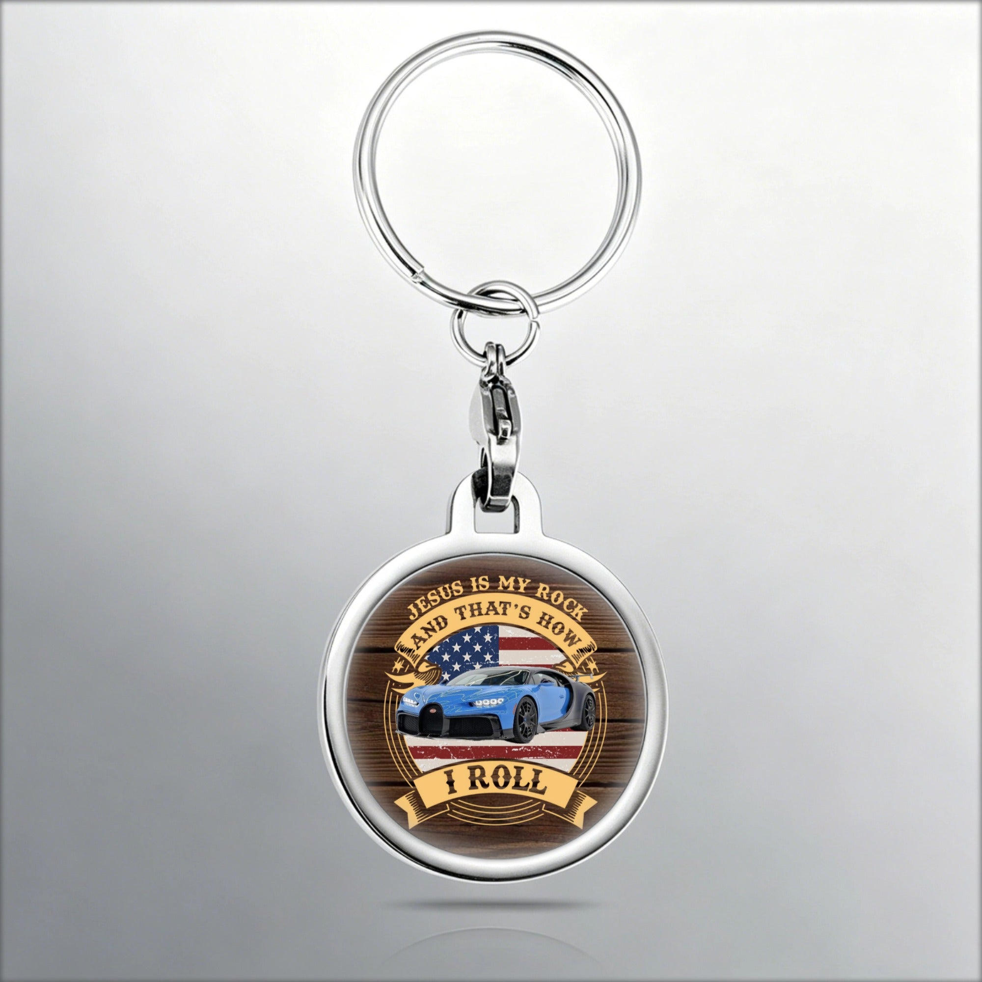 Personalized Retro Sunset Design, Custom Car Photo Round Keychain, Perfect Gift For Car Lovers