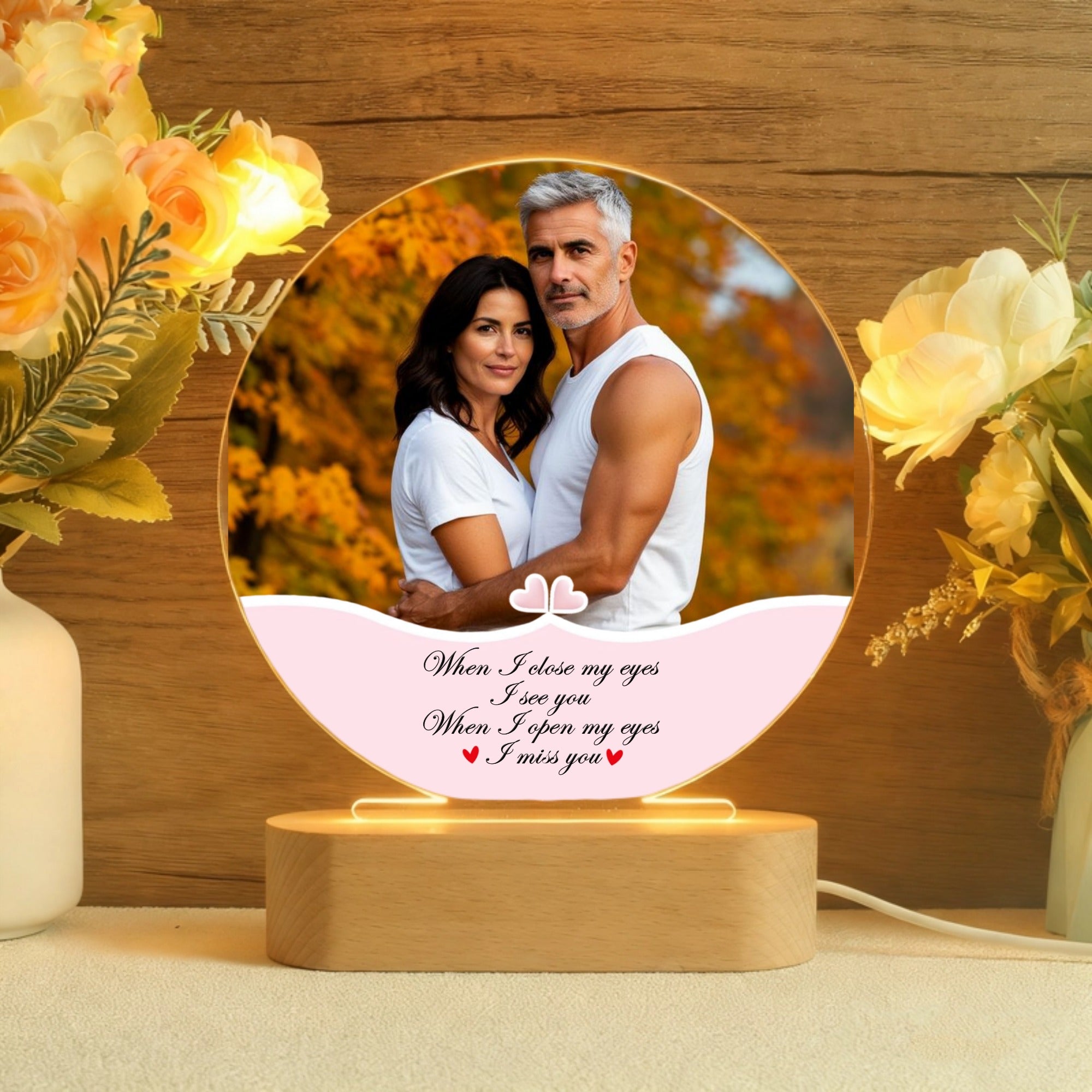 I Miss You Personalized Night Light, Gift for Couples, Perfect for Anniversary, Valentine's Day