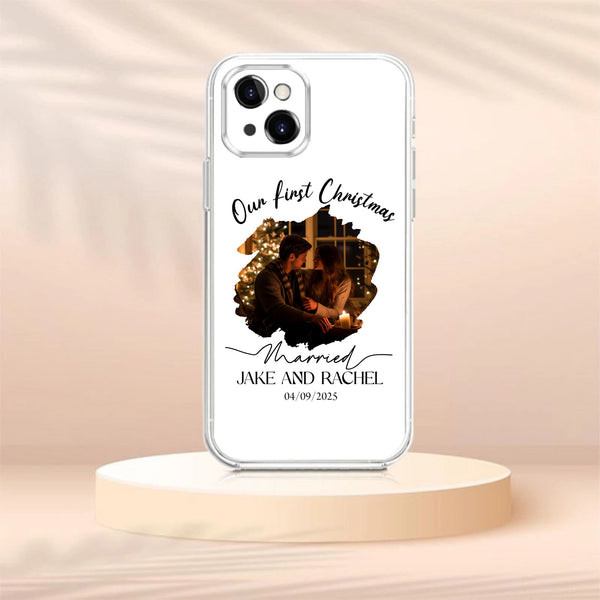 Wedding Our First Christmas Married Phone Case, Newlywed Holiday Gift For Couples, First Married Christmas Celebration