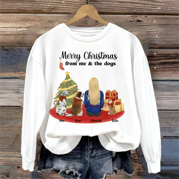 Personalized Merry Christmas From Me & Dogs Sweatshirt, Gifts For Family, Dog Lovers