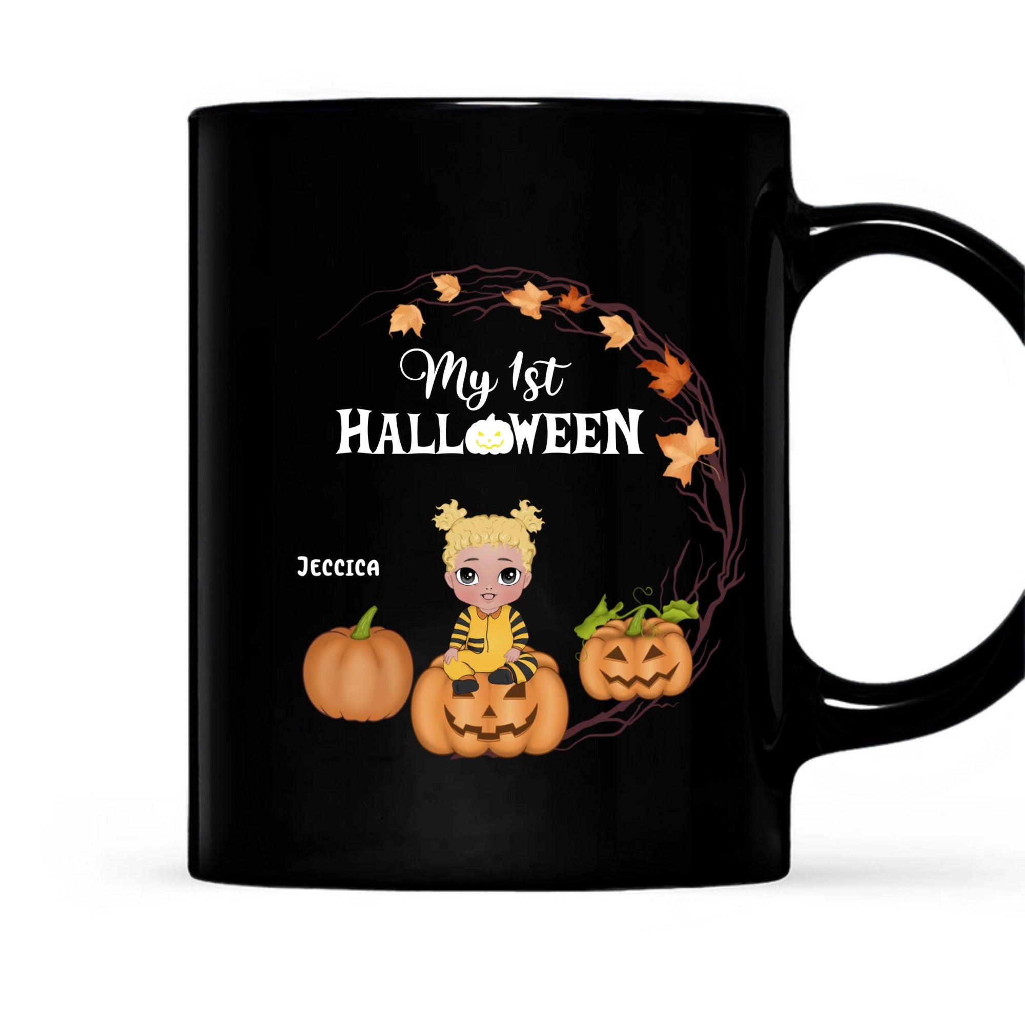 Halloween Little Monster White & Black Personalized Mug Gift