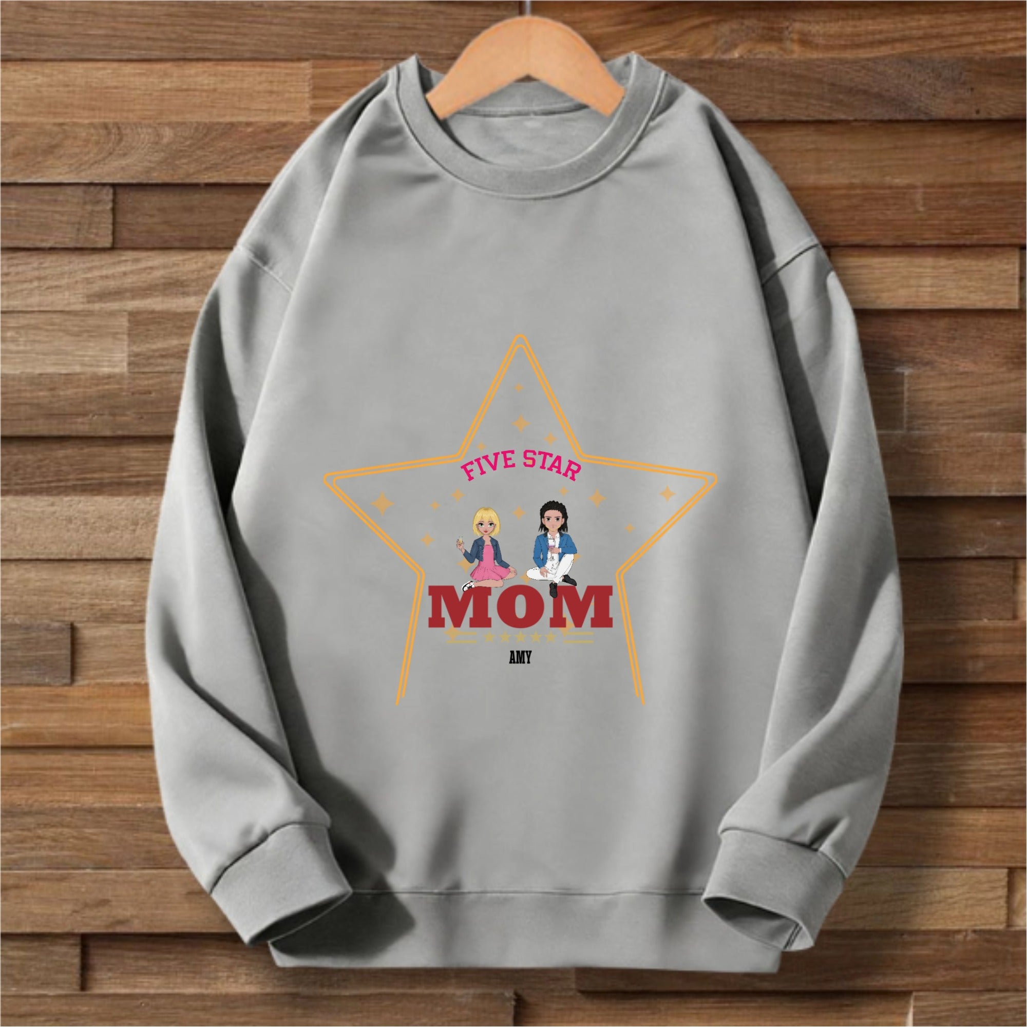 Personalized Five Star Mom Doll Sweatshirt, Mother's Day Gift For Mom Or Wife