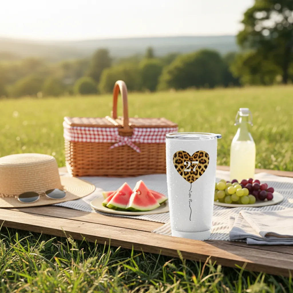 Customizable Heart Print Tumbler With Personalized Name & Age, The Ideal Birthday Gift For Her
