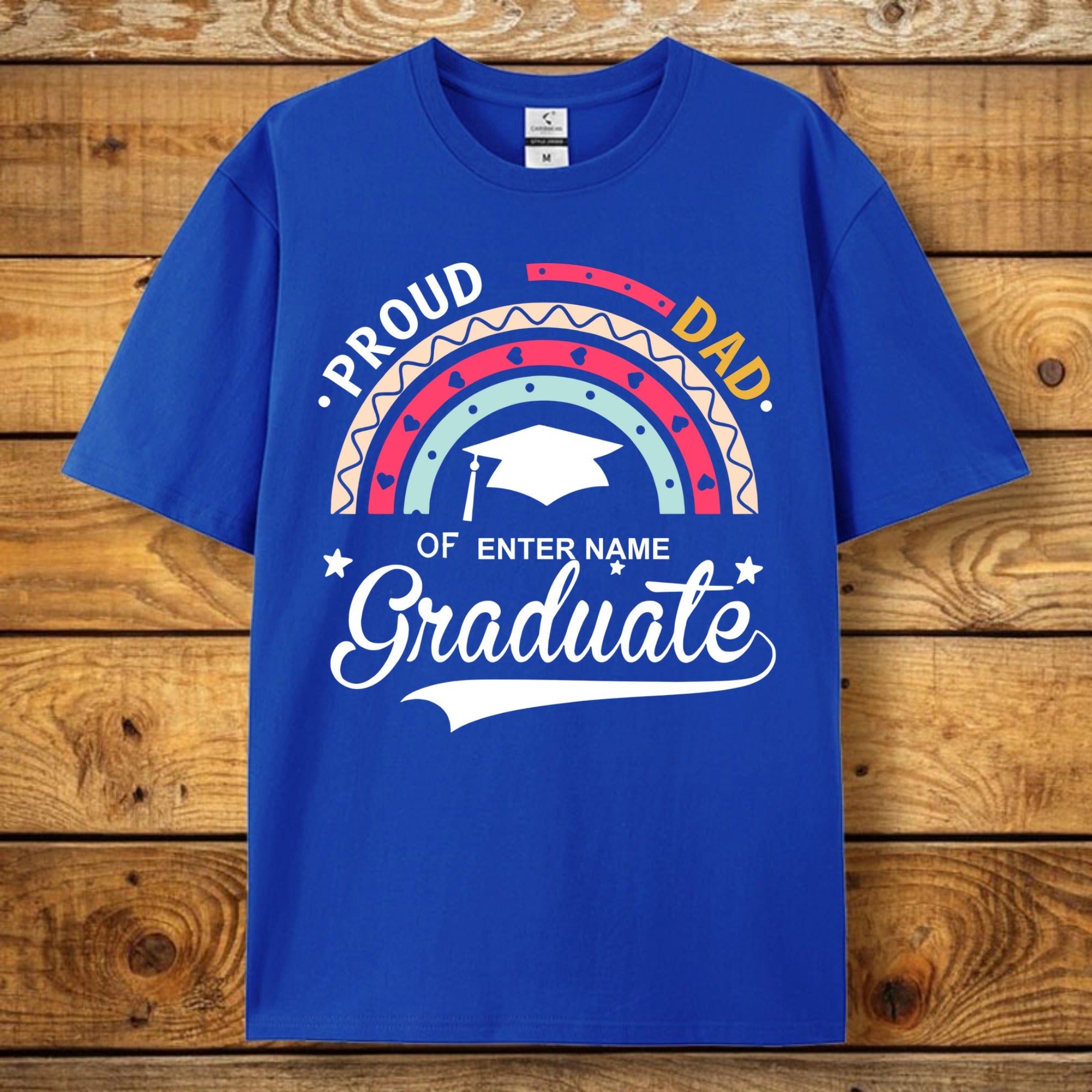 Personalized "Proud Dad Of The Graduate" T-Shirt, Customizable Name Graduation Commemorative Tee, The Perfect Gift For The Graduate’s Family