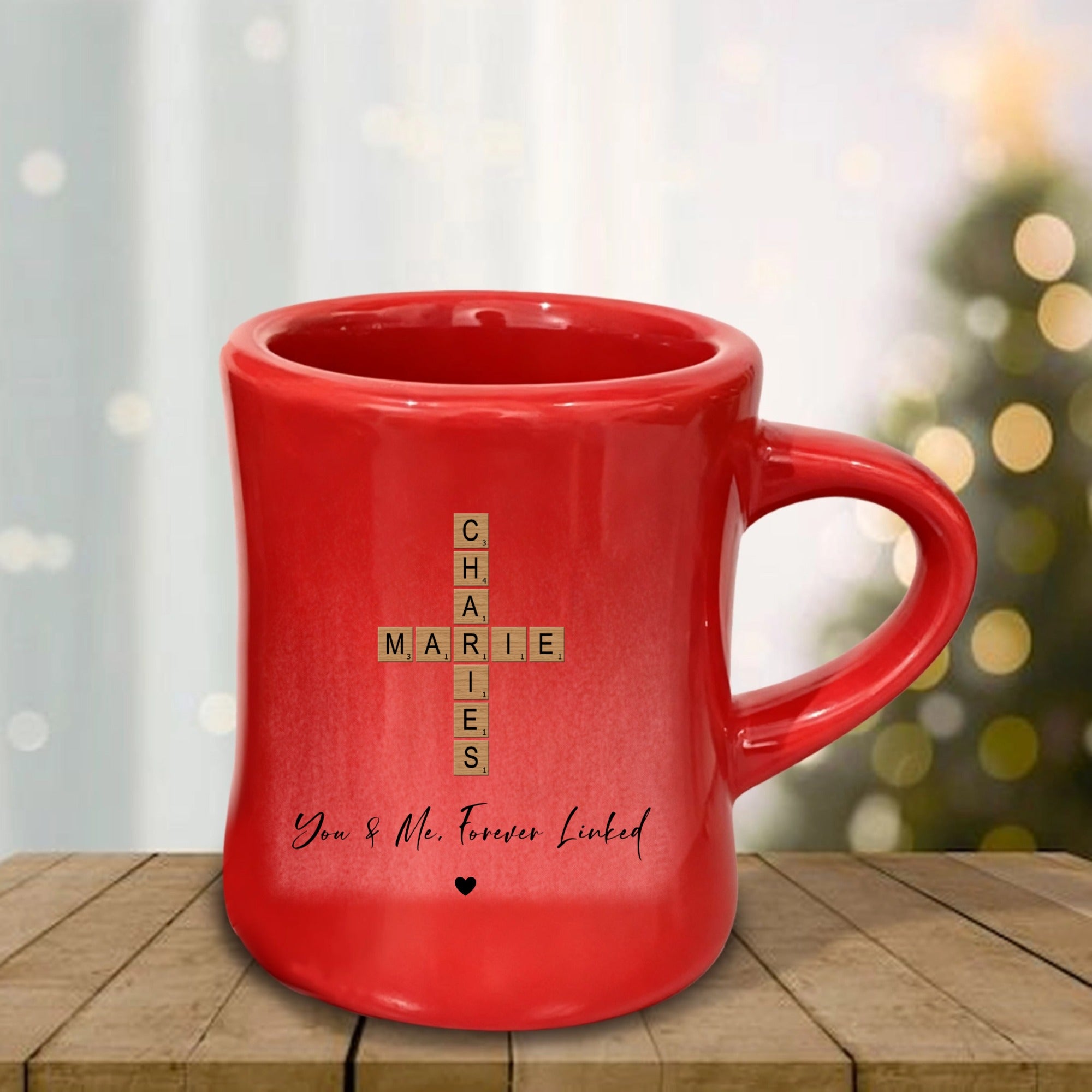 Personalized You & Me Name Crossword Mug, Romantic Gift for Couples, Valentine‘s Day, Anniversary and Christmas