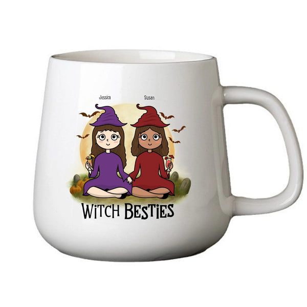 Witch Besties Personalized Mug Gift for Sisters, Besties, Friends & More