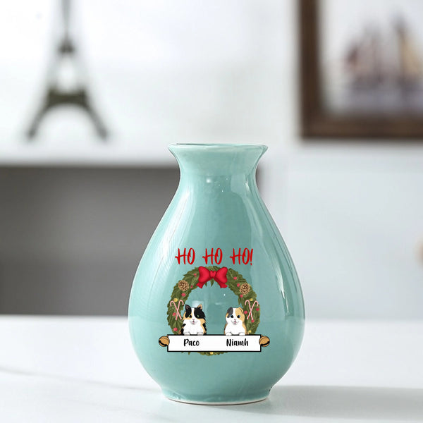 HO HO HO! Christmas Personalized vase, Festive Gift for Cat Owners, Holiday Home Decor and Christmas Party Centerpiece